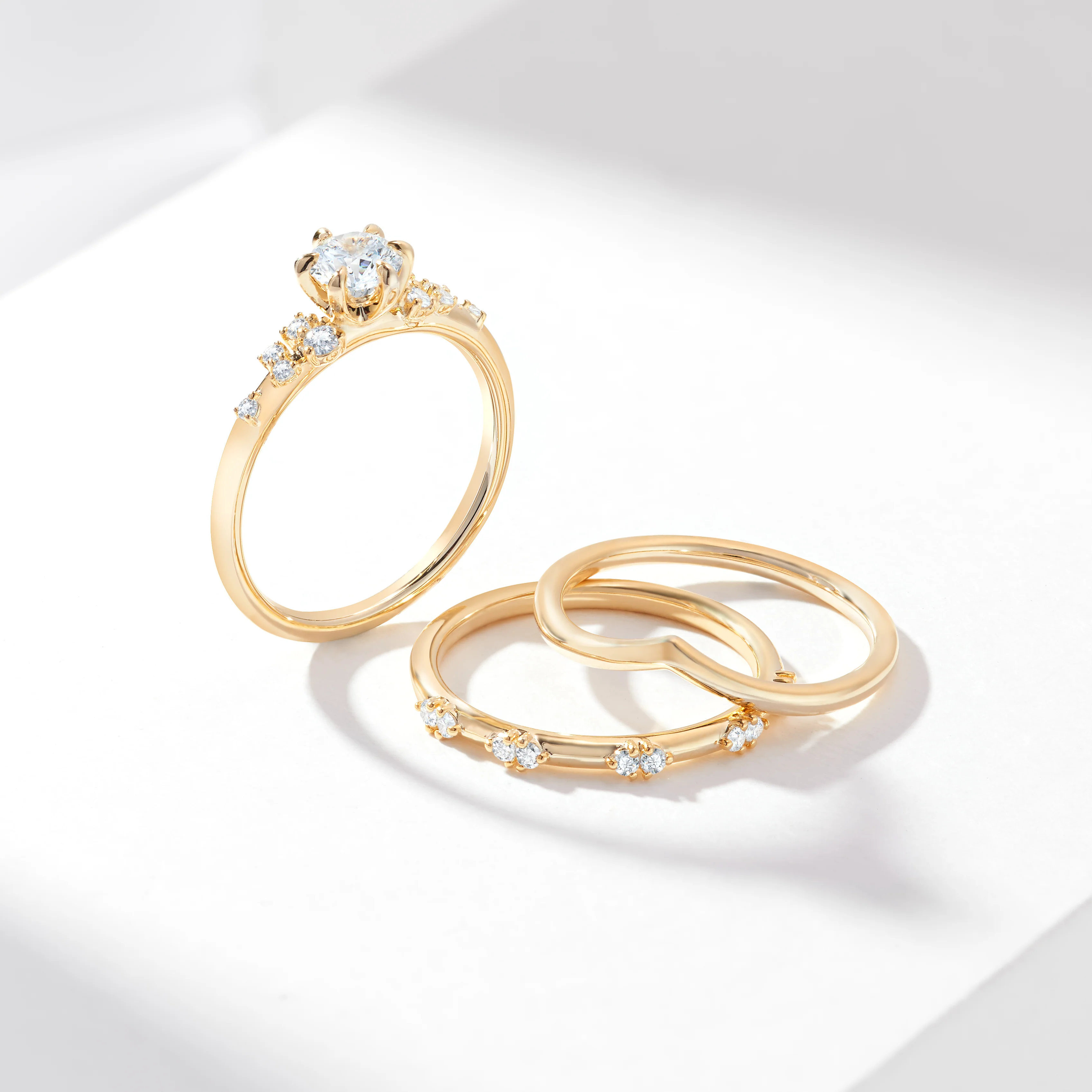 0.50ct Round Brilliant Diamond Centre Snow Drift Shoulders V Contour Bridal Set 0.65tdw - Image 3