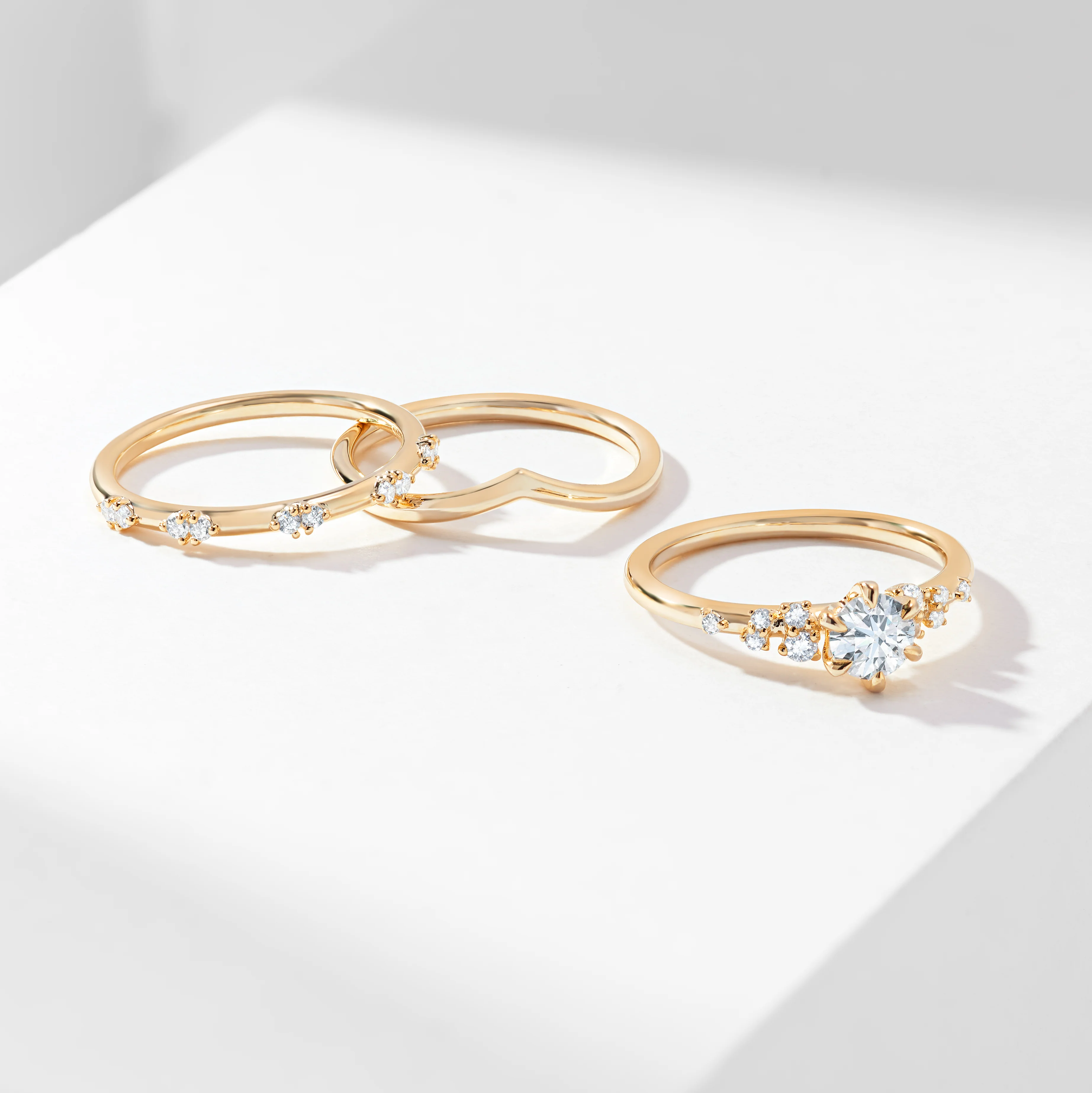 0.50ct Round Brilliant Diamond Centre Snow Drift Shoulders V Contour Bridal Set 0.65tdw - Image 4