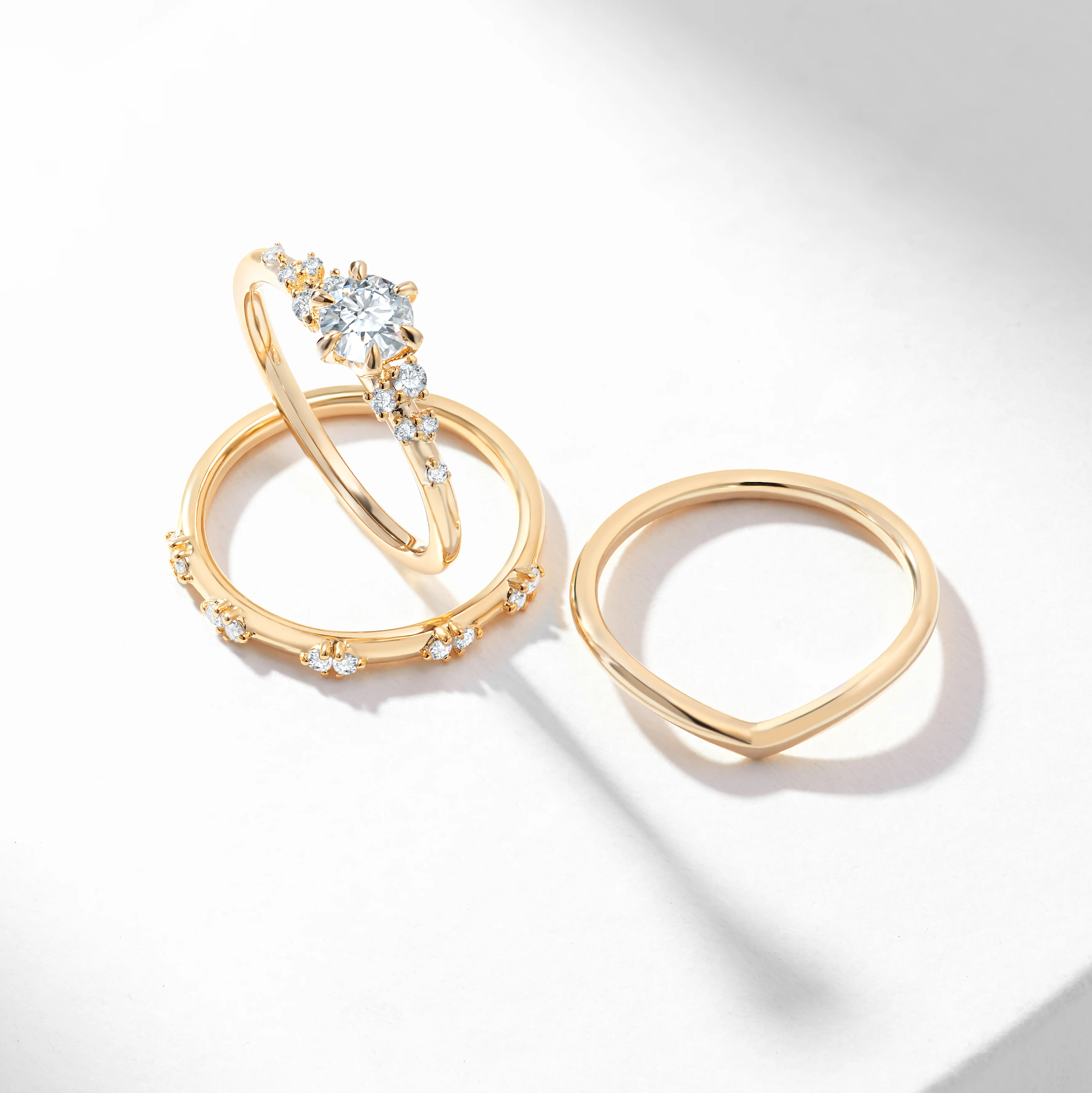 0.50ct Round Brilliant Diamond Centre Snow Drift Shoulders V Contour Bridal Set 0.65tdw - Image 5