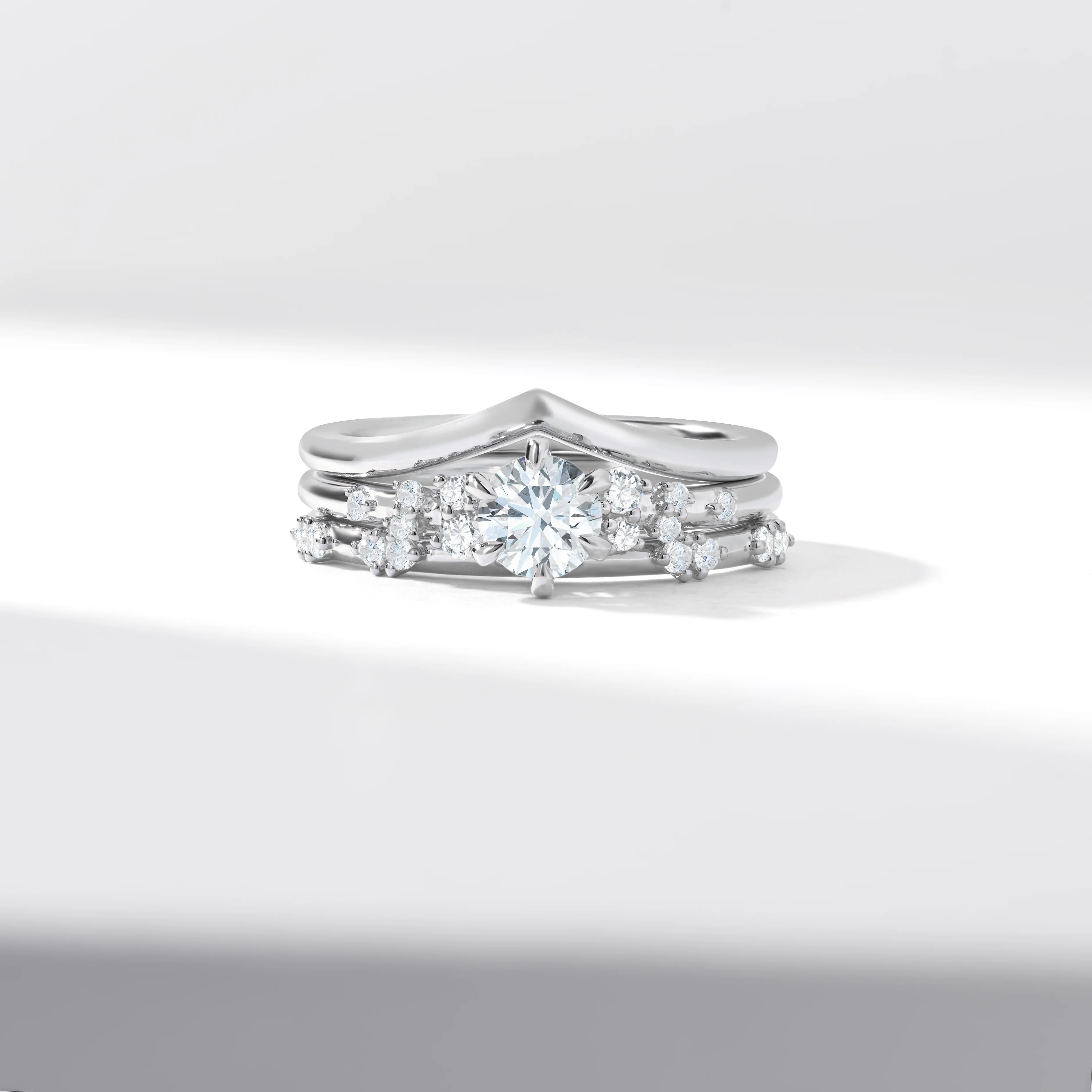 0.50ct Round Brilliant Diamond Centre Snow Drift Shoulders V Contour Bridal Set 0.65tdw - Image 8