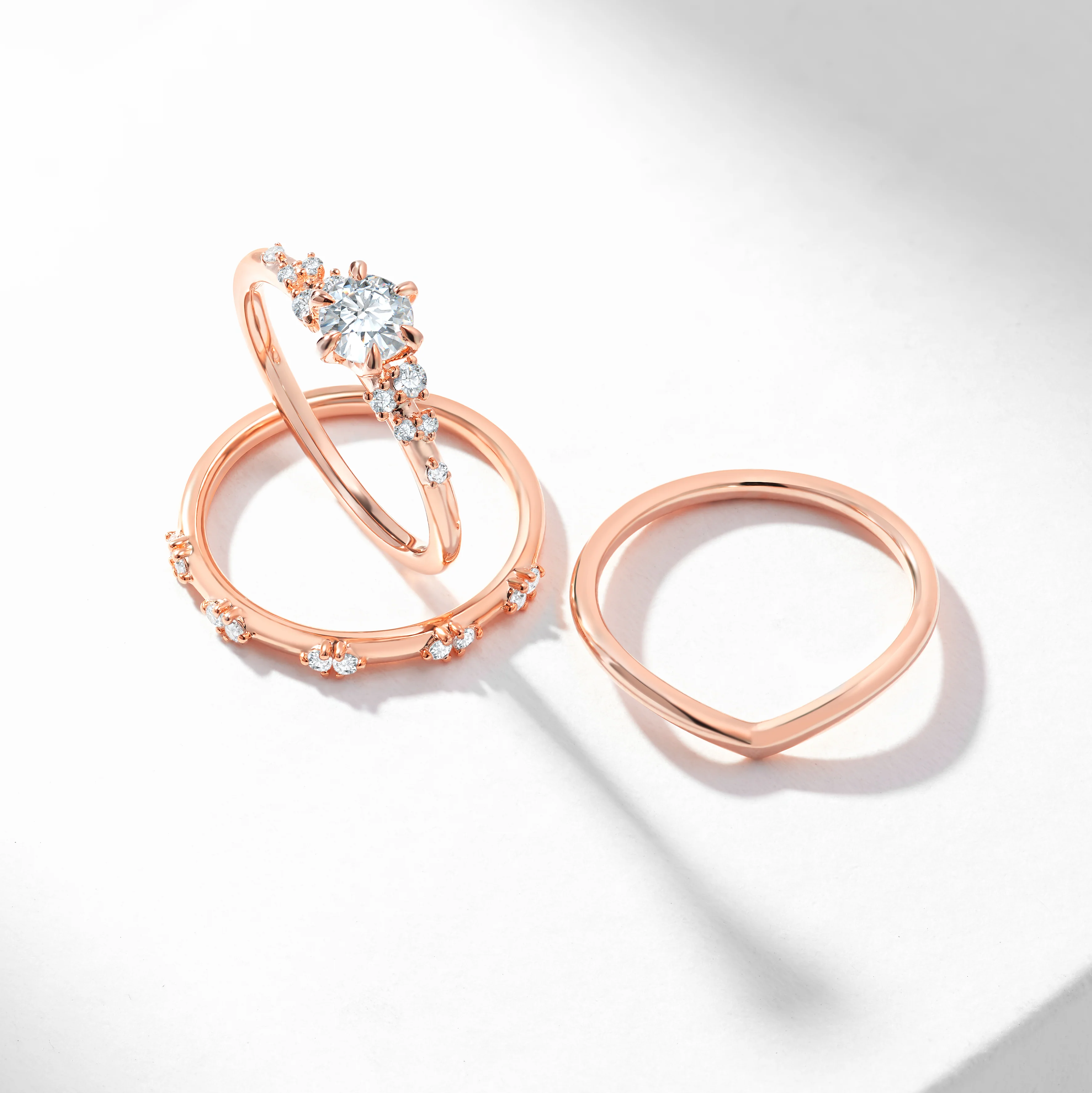 0.50ct Round Brilliant Lab Diamond Centre Snow Drift Shoulders V Contour Bridal Set 0.65tdw - Image 3