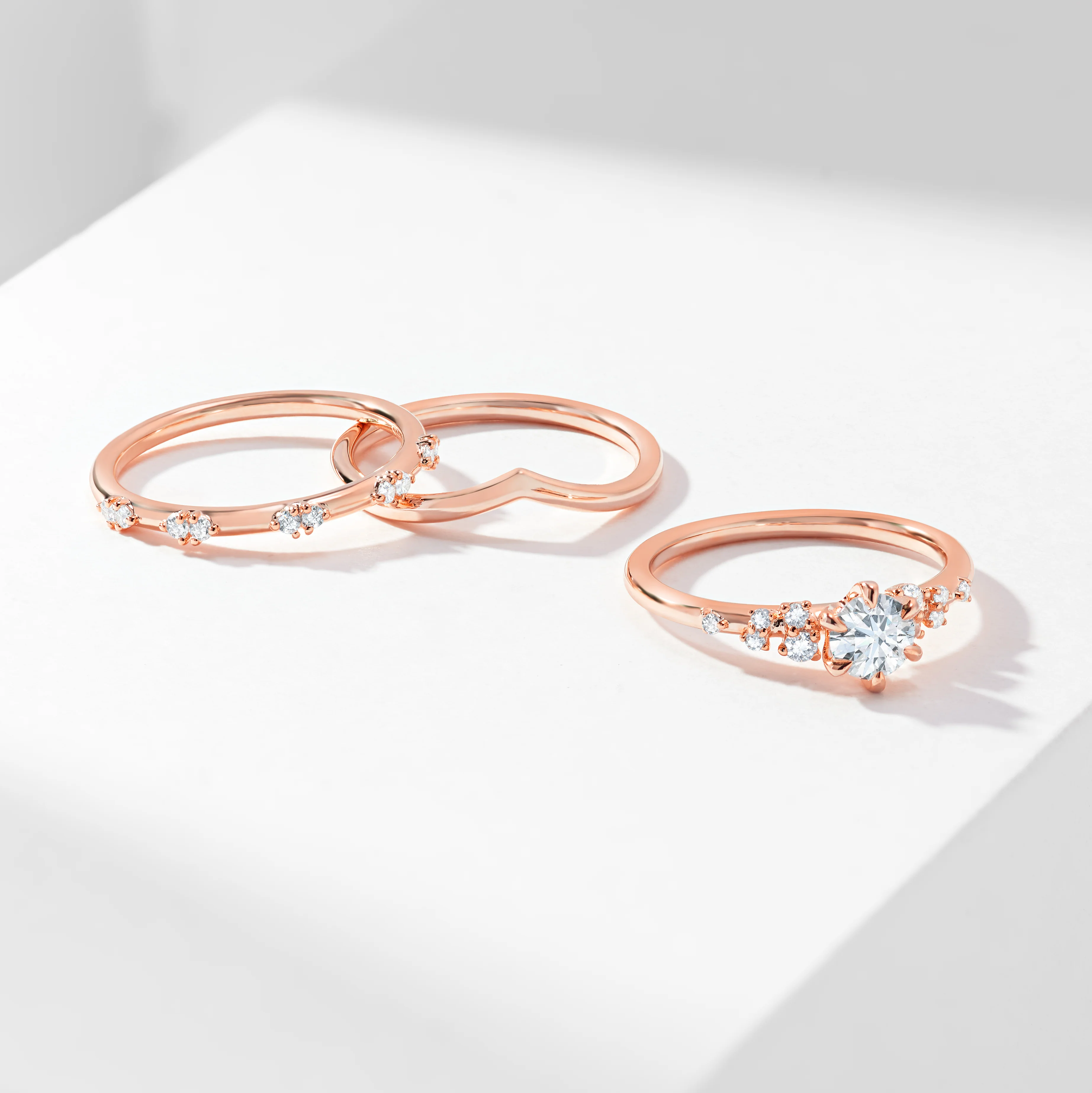 0.50ct Round Brilliant Lab Diamond Centre Snow Drift Shoulders V Contour Bridal Set 0.65tdw - Image 5
