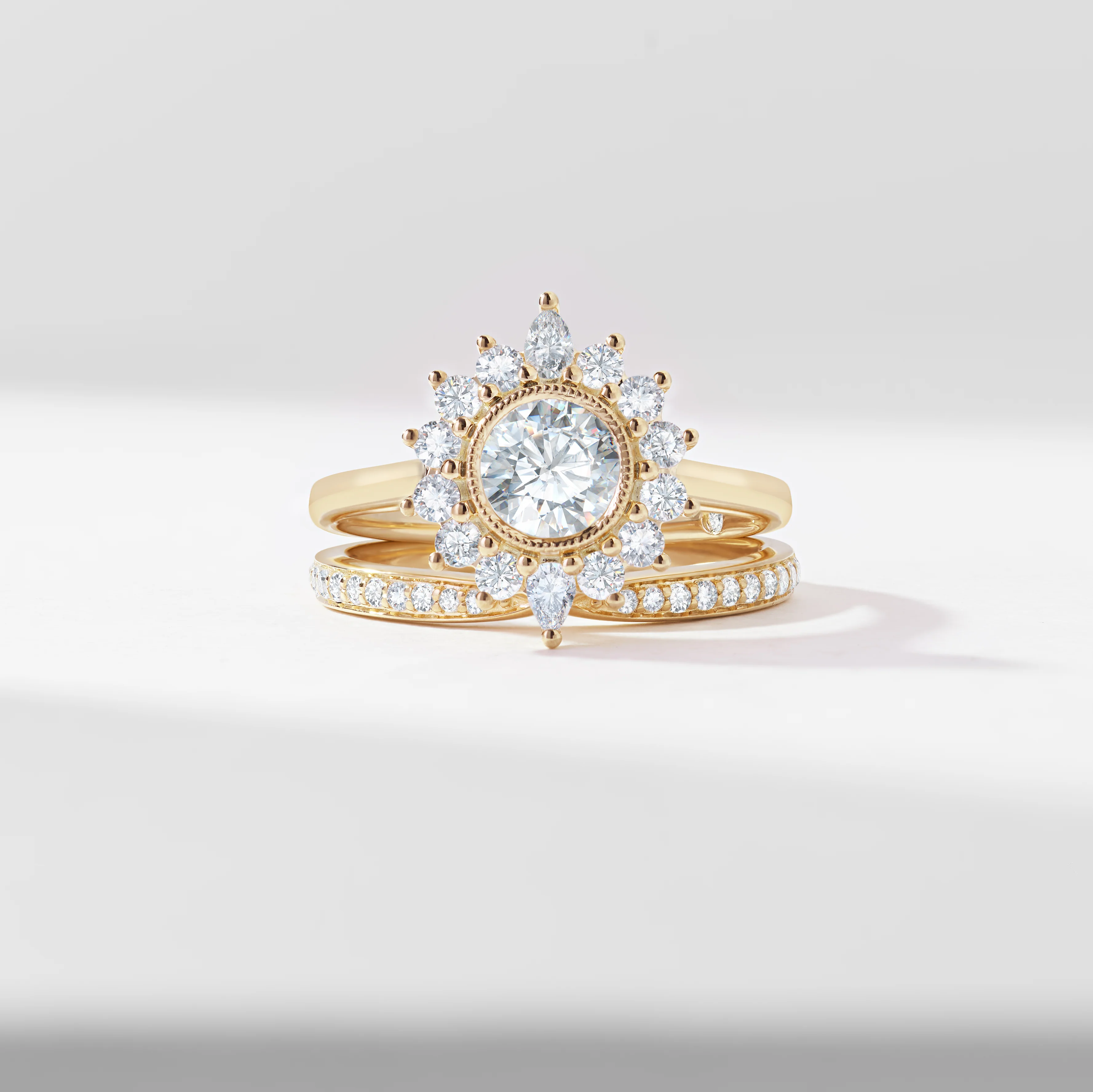 0.75ct Round Brilliant Lab Diamond Milgrain Bezel Centre With Fancy Halo Bridal Set 1.60tdw - Image 7