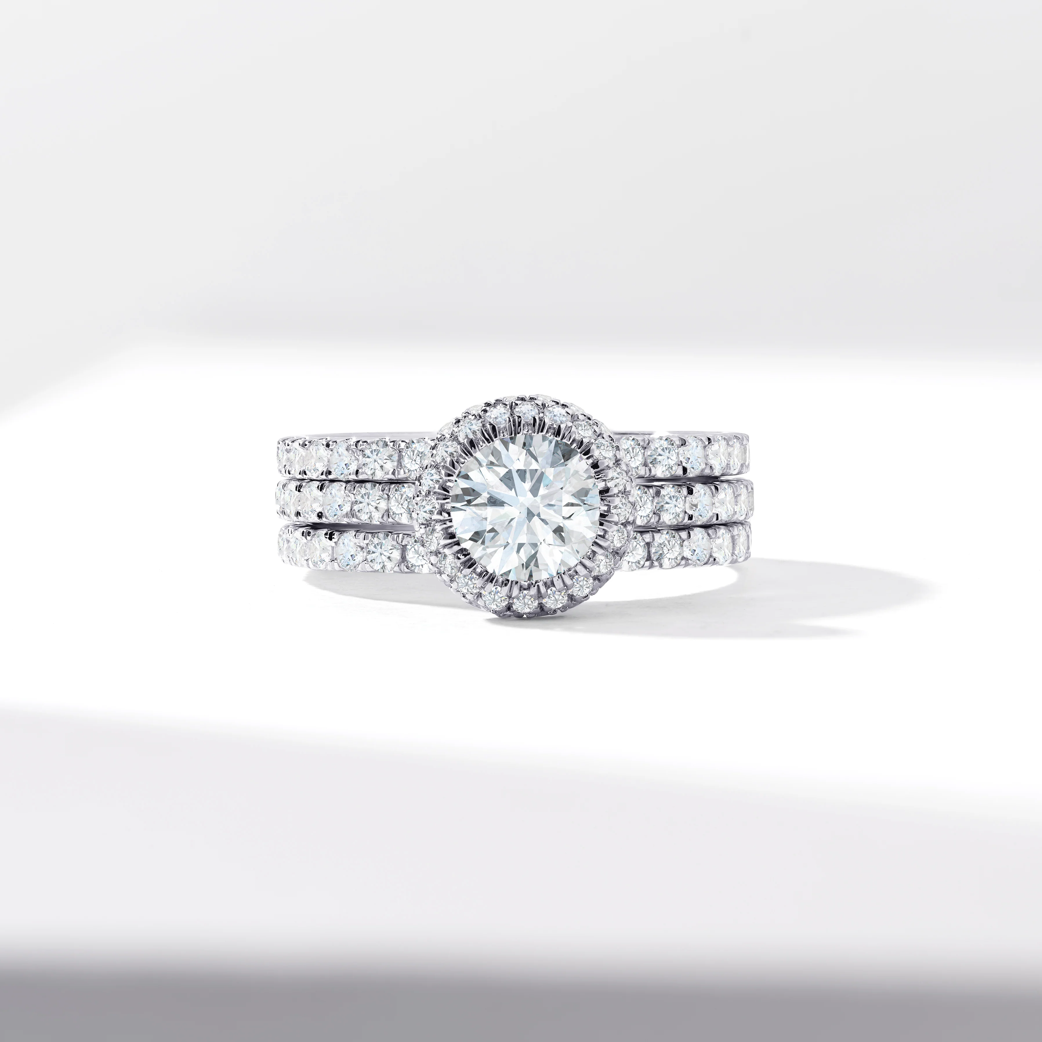 1.0ct Round Brilliant Lab Diamond With Halo And Fine Claw Set Shoulders Bridal Set 2.35tdw - Image 7