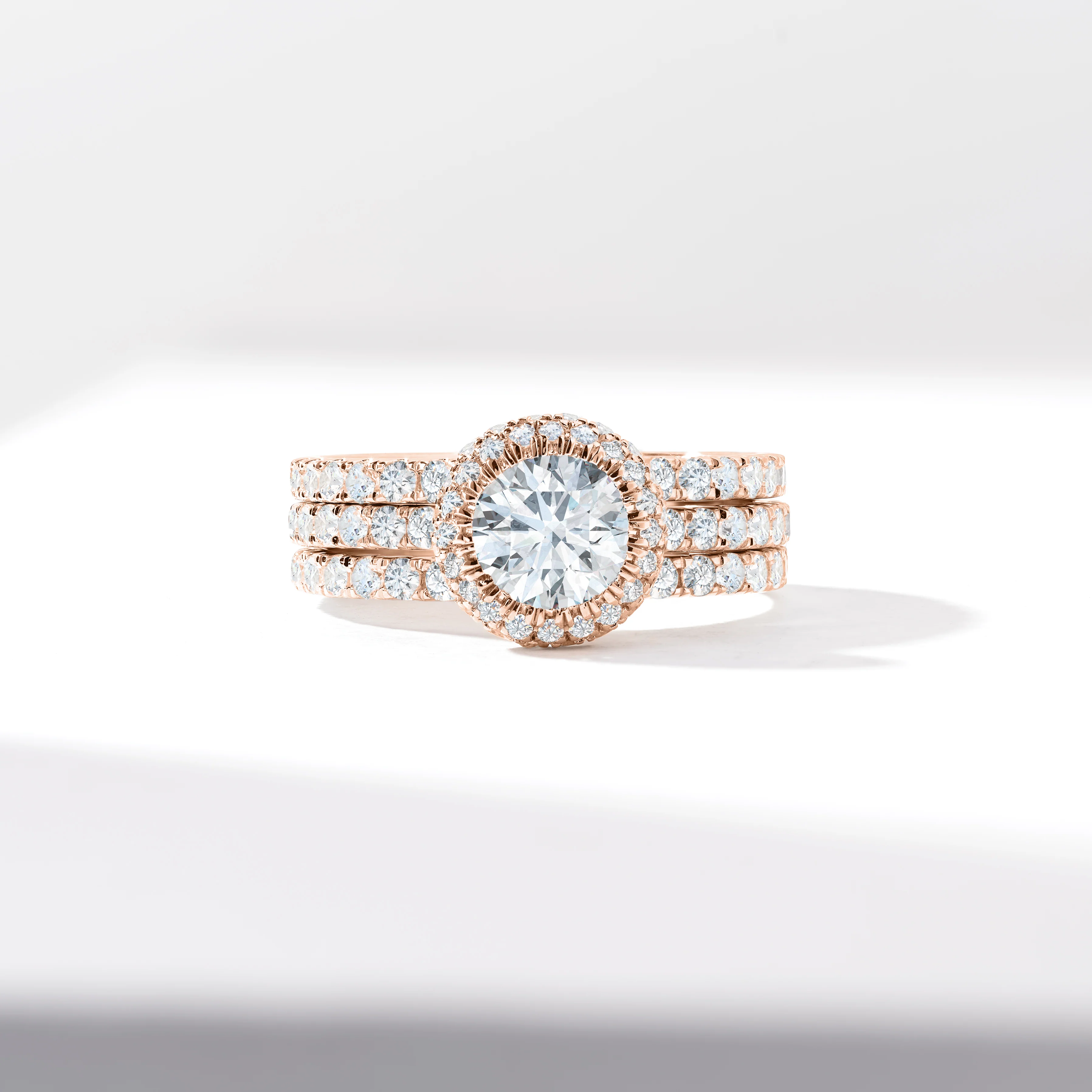 1.0ct Round Brilliant Lab Diamond With Halo And Fine Claw Set Shoulders Bridal Set 2.35tdw - Image 5