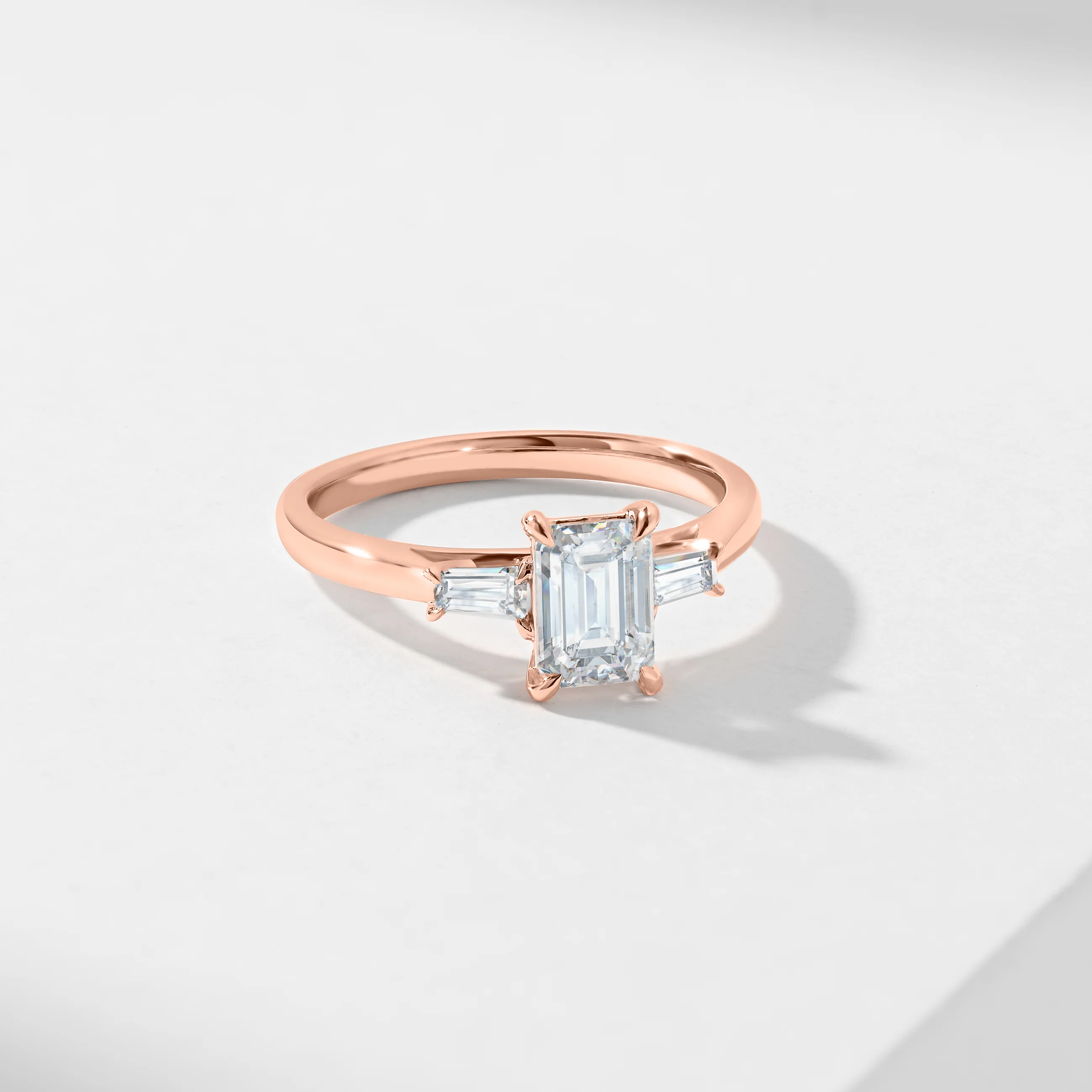 1.5ct Emerald Cut Diamond With Tapered Baguette Shoulders Trilogy Ring 1.62tdw - Image 5