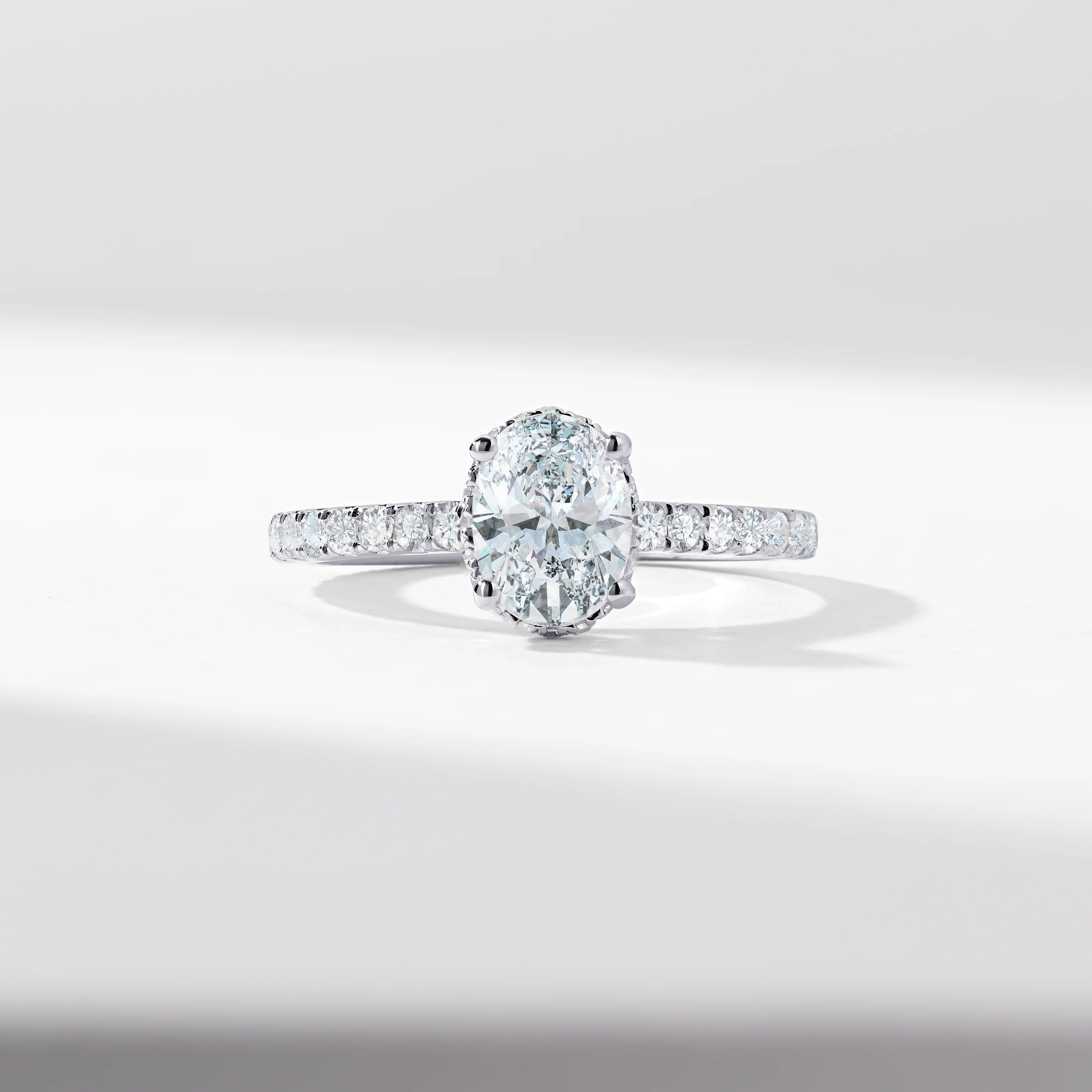 1.5ct Oval Lab Diamond Solitaire With Diamond Hidden Halo And Shoulders Engagement Ring 2.0tdw - Image 2