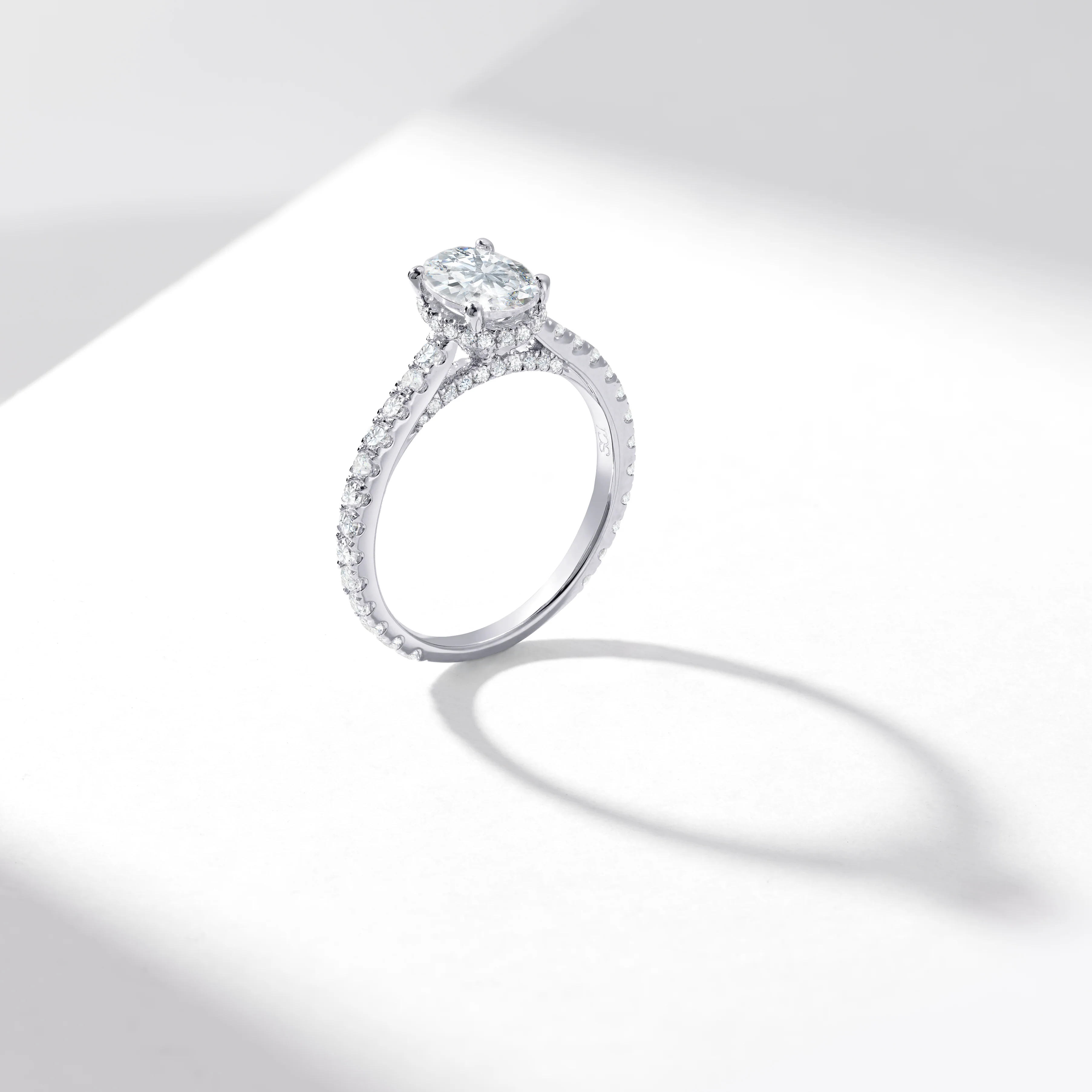 1.5ct Oval Lab Diamond Solitaire With Diamond Hidden Halo And Shoulders Engagement Ring 2.0tdw - Image 4