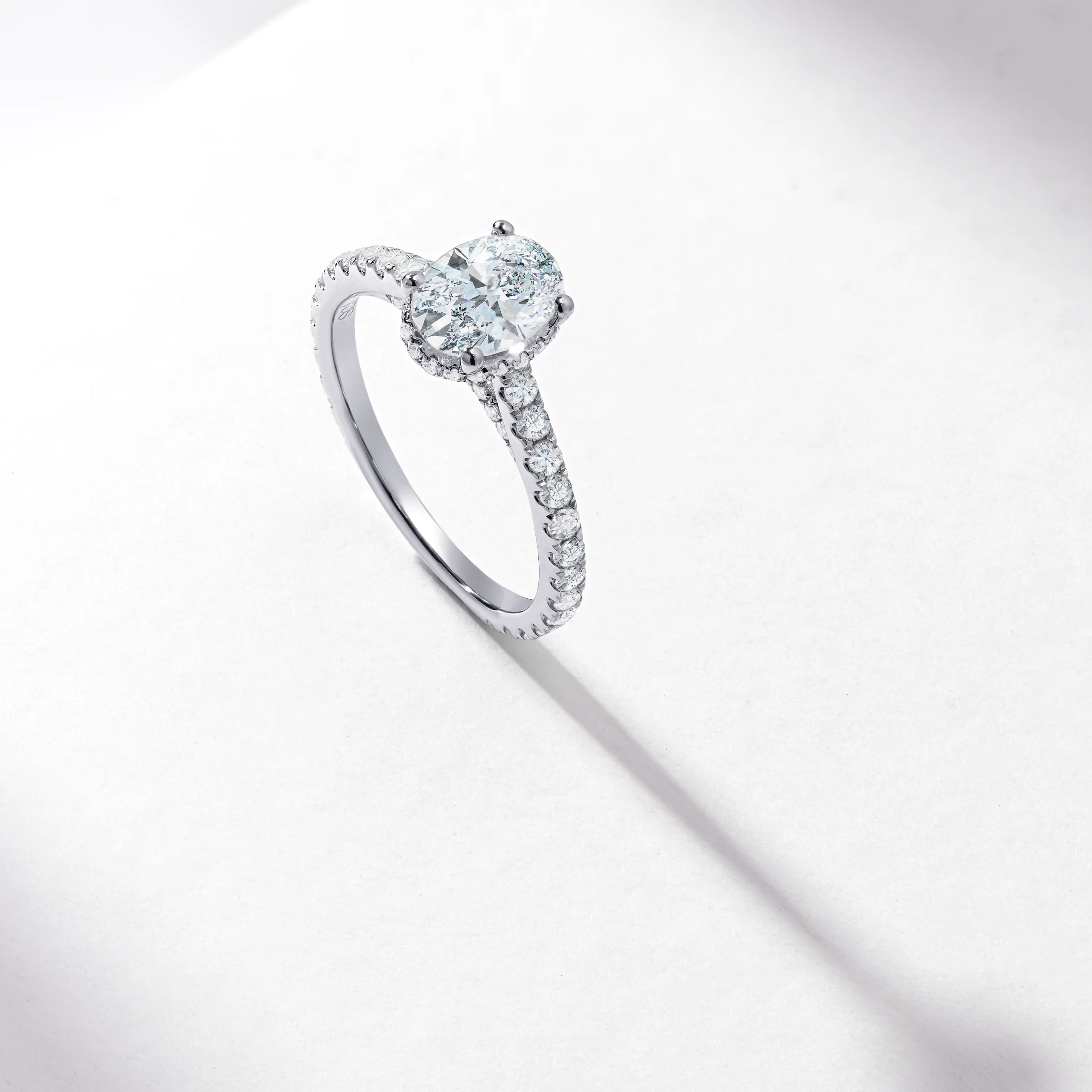 1.5ct Oval Lab Diamond Solitaire With Diamond Hidden Halo And Shoulders Engagement Ring 2.0tdw - Image 5