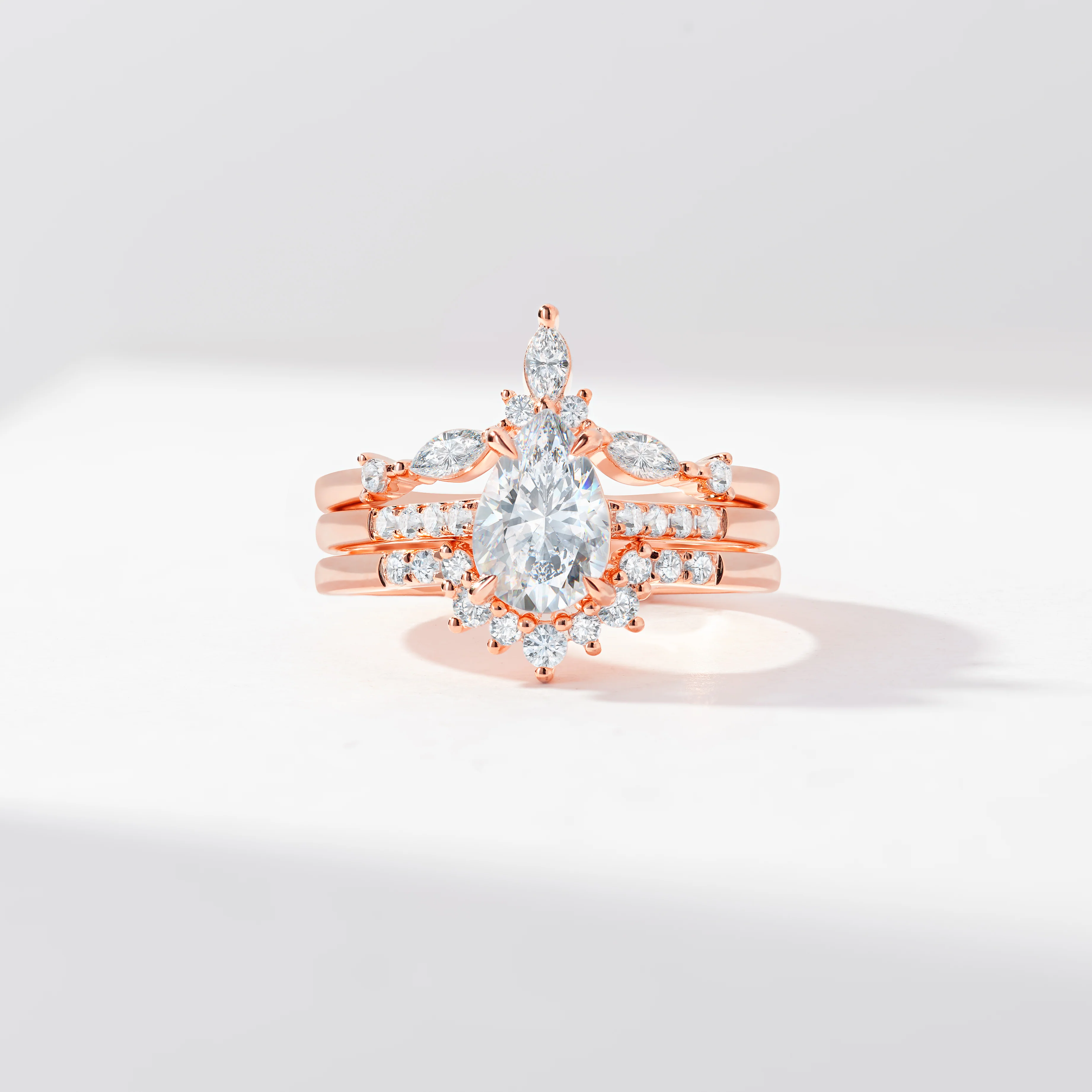 1.5ct Pear Lab Diamond Engagement Ring With Marquise And Round Brilliant Diamond Contoured Fitted Wedders Bridal Set 2.0tdw - Image 6