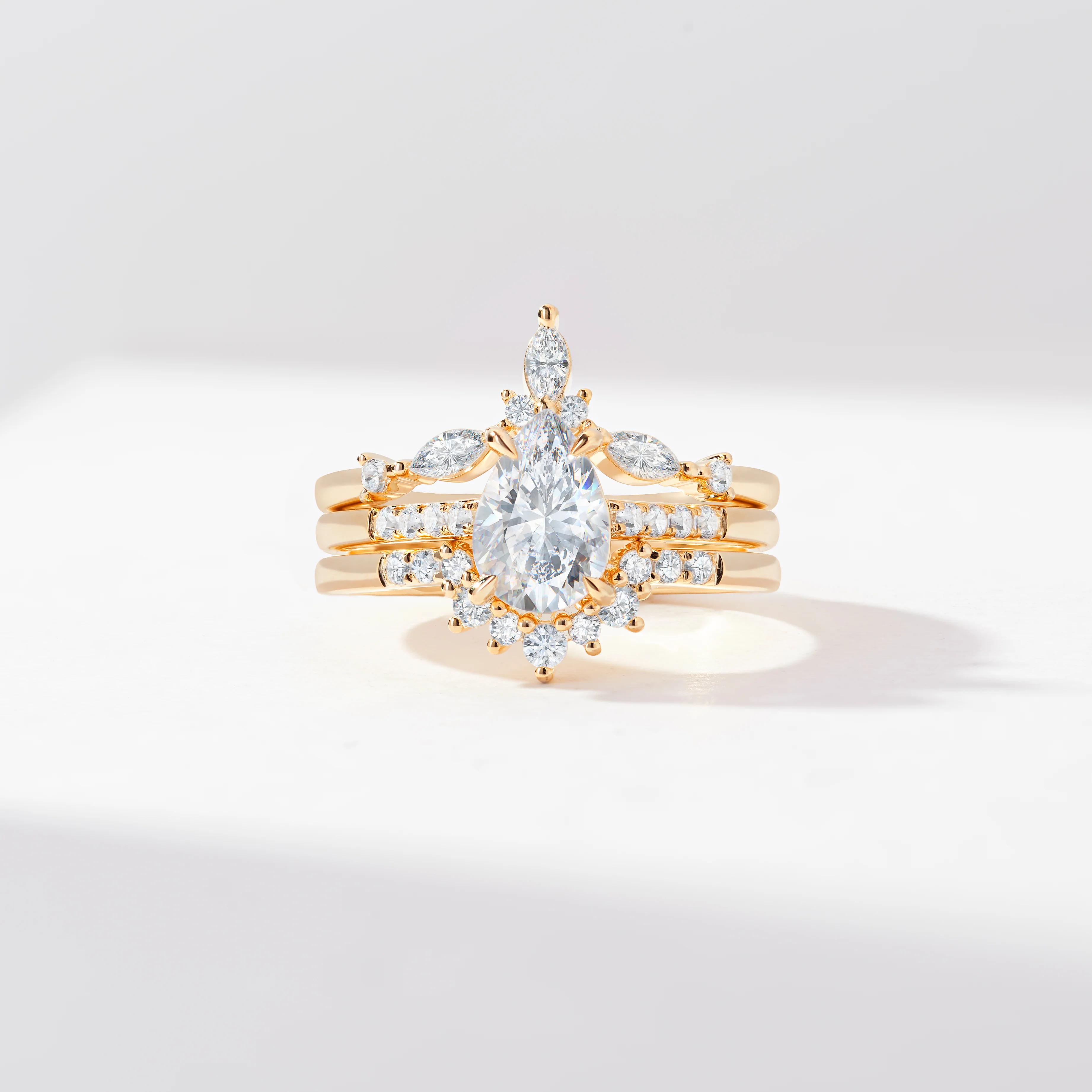 1.5ct Pear Diamond Engagement Ring With Marquise And Round Brilliant Diamond Contoured Fitted Wedders Bridal Set 2.0tdw - Image 7