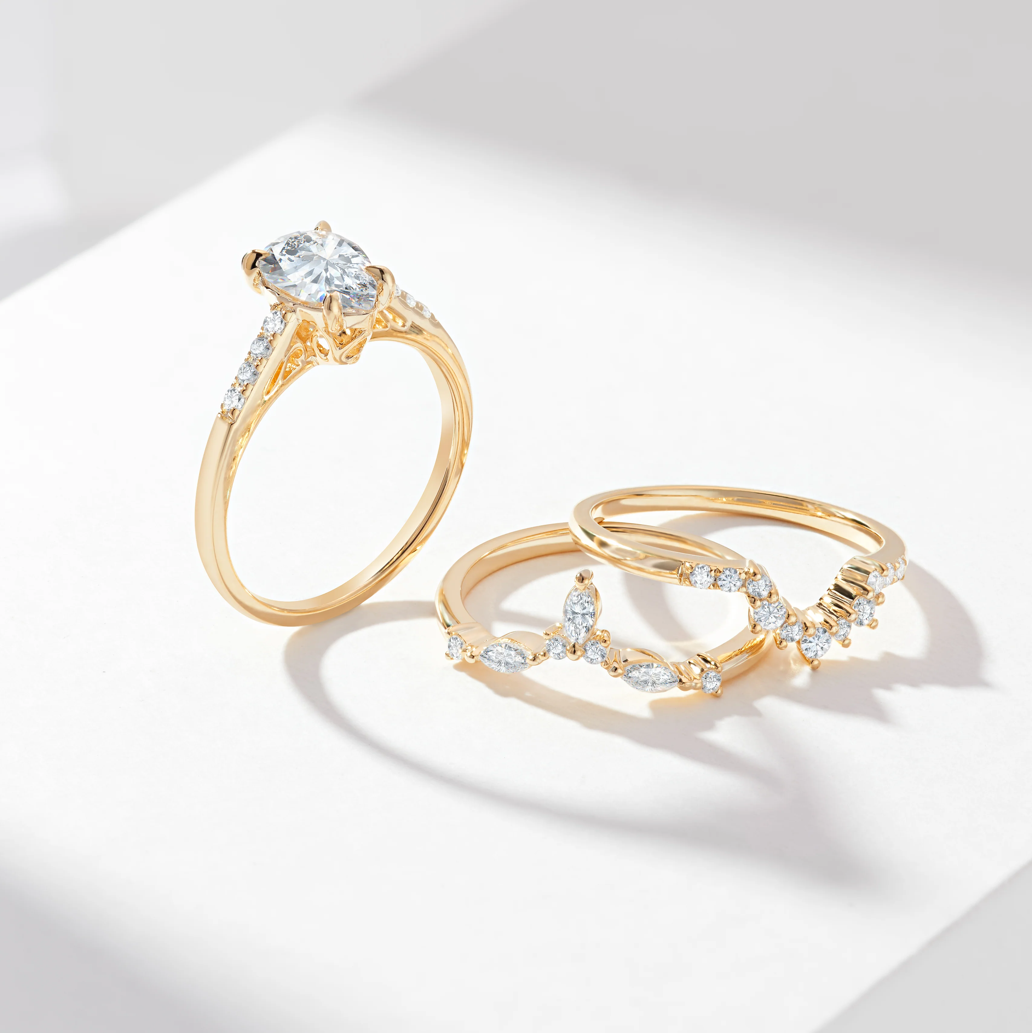 1.5ct Pear Lab Diamond Engagement Ring With Marquise And Round Brilliant Diamond Contoured Fitted Wedders Bridal Set 2.0tdw - Image 3