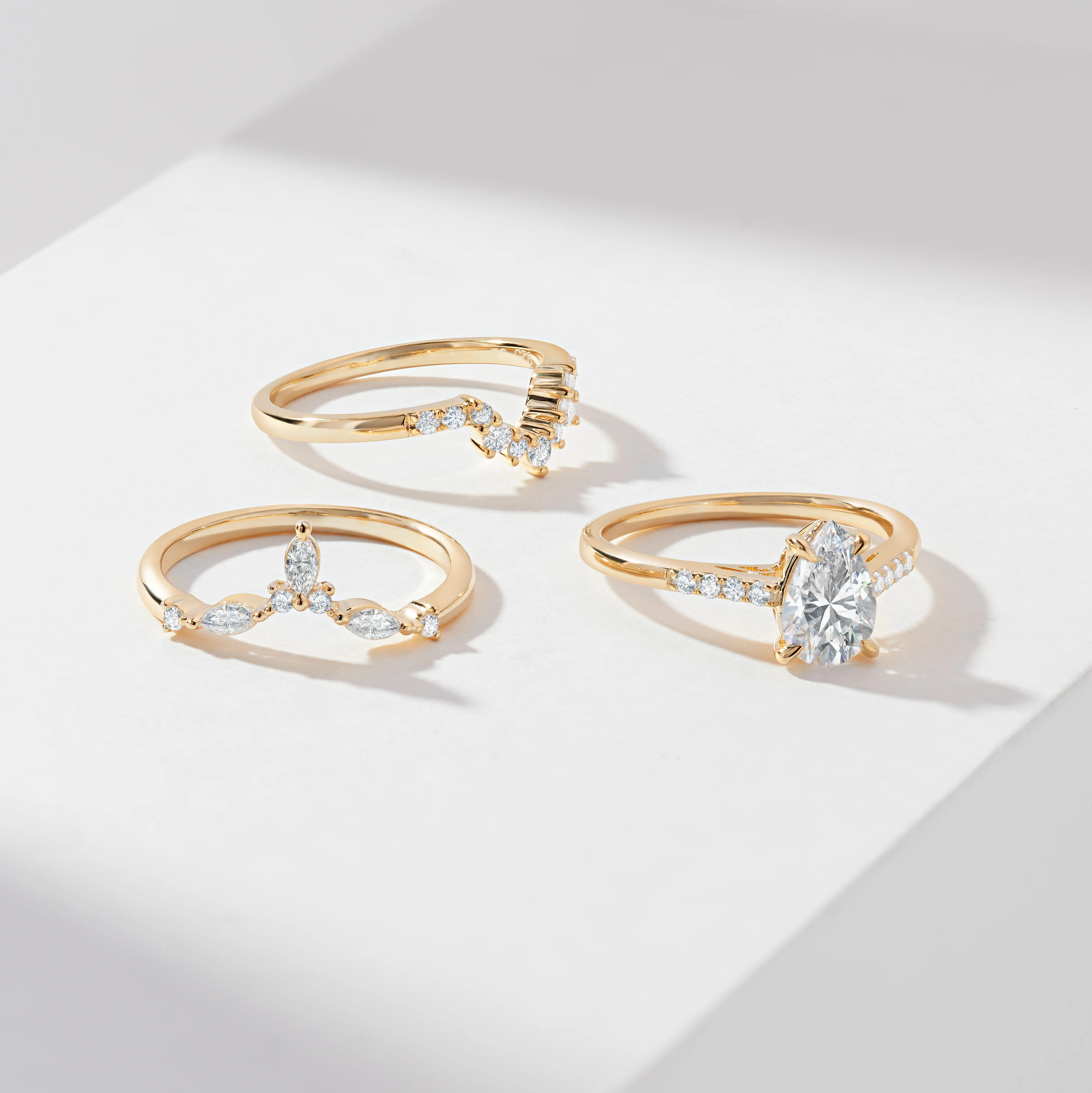 1.5ct Pear Lab Diamond Engagement Ring With Marquise And Round Brilliant Diamond Contoured Fitted Wedders Bridal Set 2.0tdw - Image 4