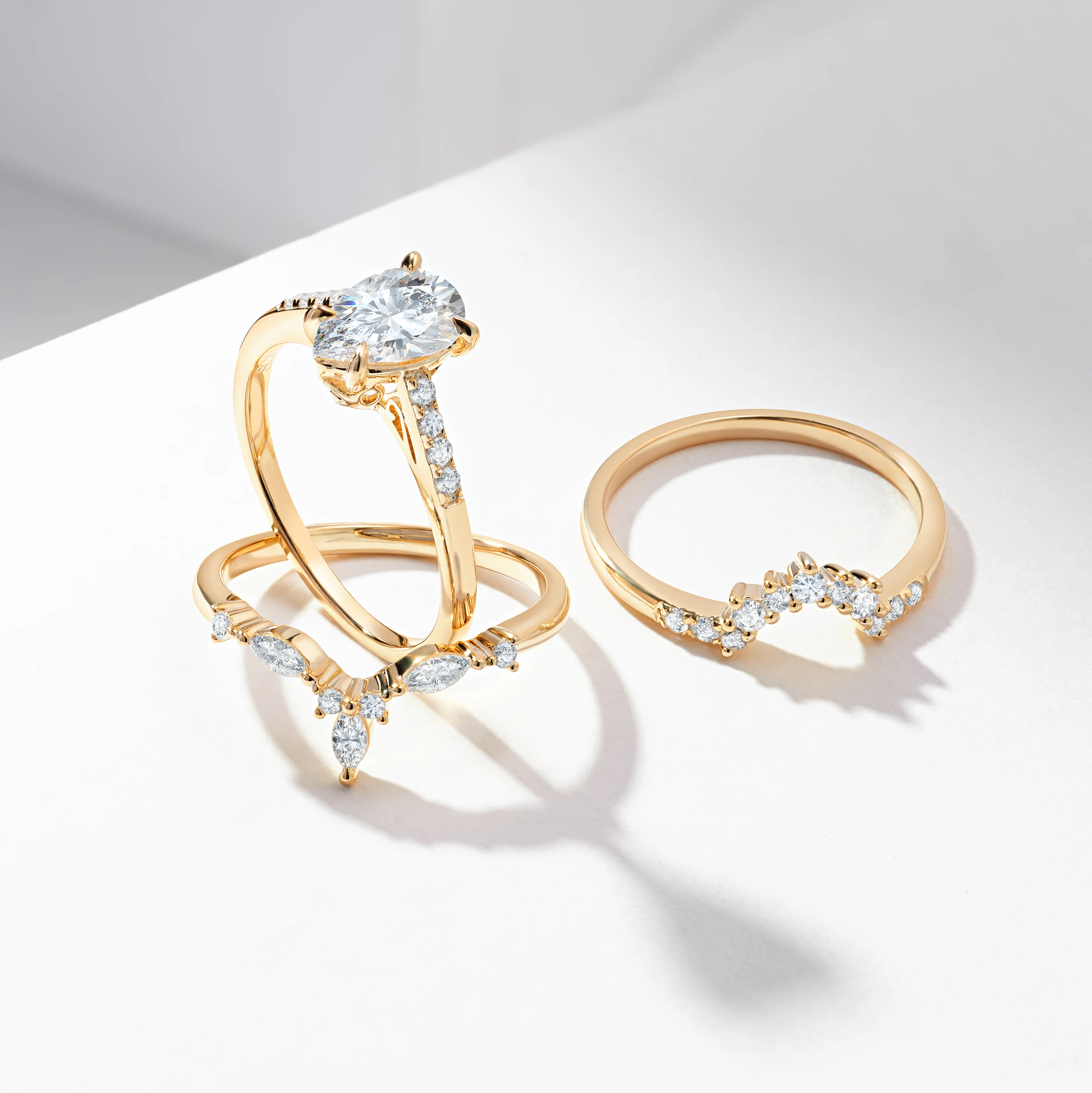 1.5ct Pear Lab Diamond Engagement Ring With Marquise And Round Brilliant Diamond Contoured Fitted Wedders Bridal Set 2.0tdw - Image 5