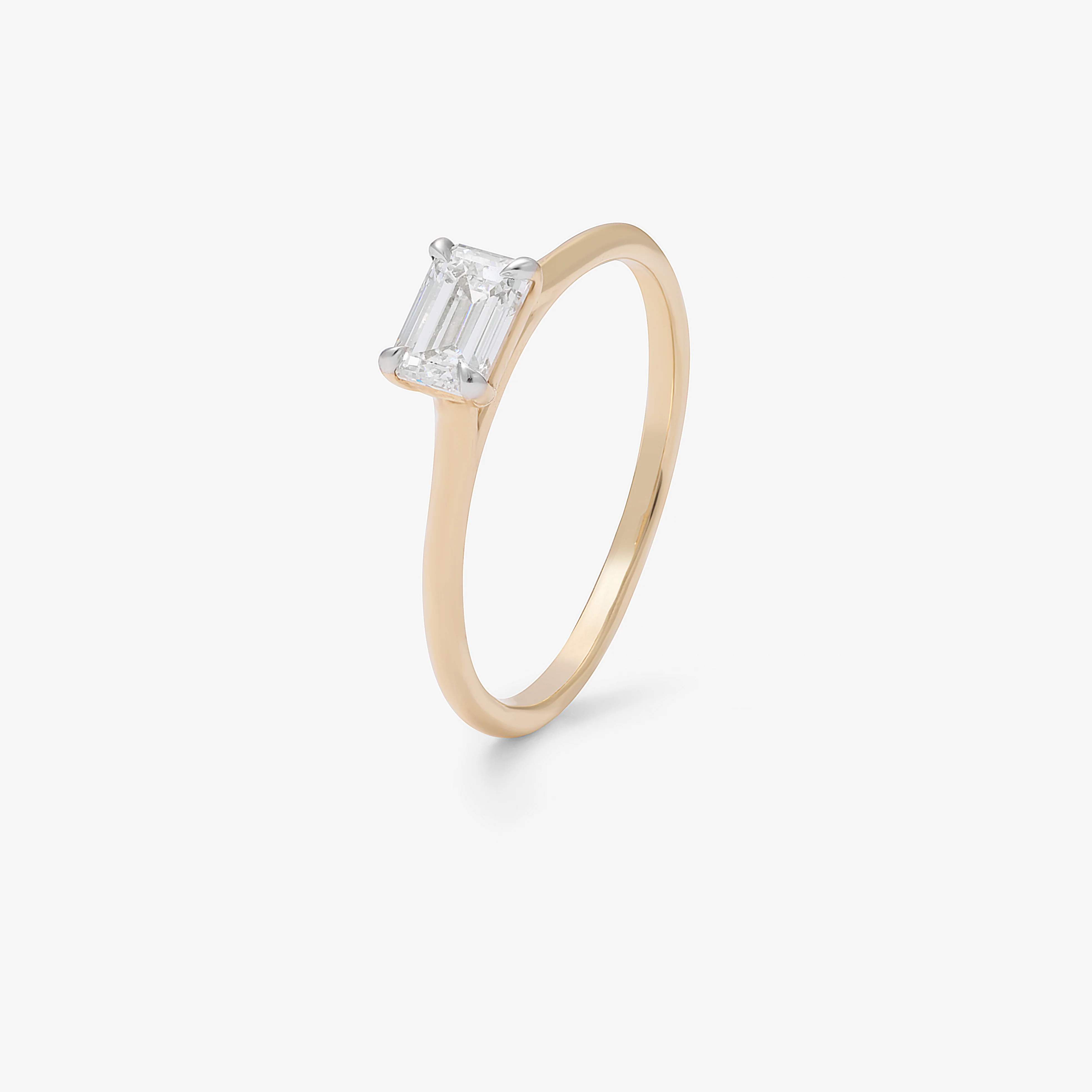 9K Yellow Gold 0.50ct Emerald Cut Lab Diamond East/West Ring - Image 2