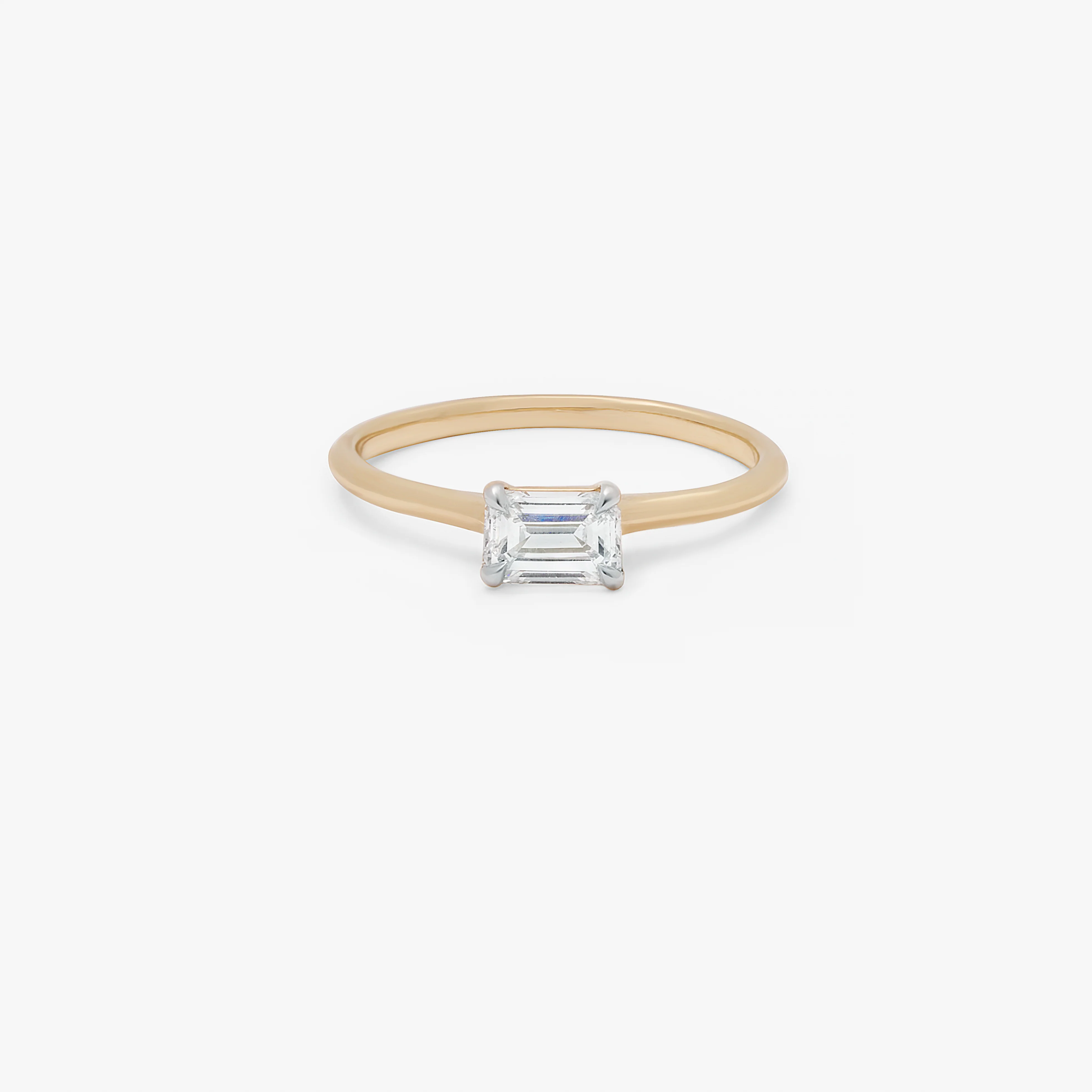 9K Yellow Gold 0.50ct Emerald Cut Lab Diamond East/West Ring - Image 3