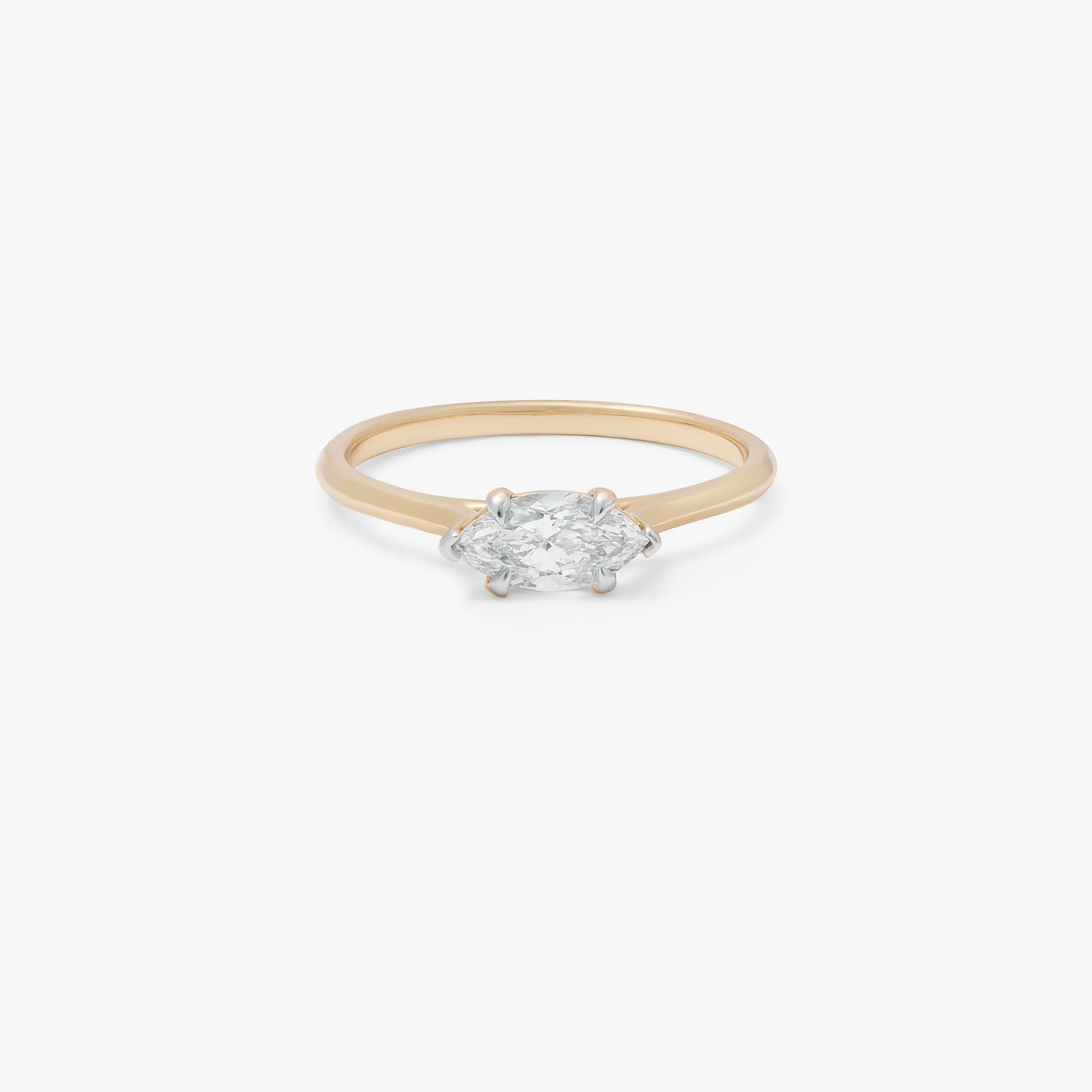 9K Yellow Gold 0.50ct Marquise Lab Diamond East/West Ring - Image 3