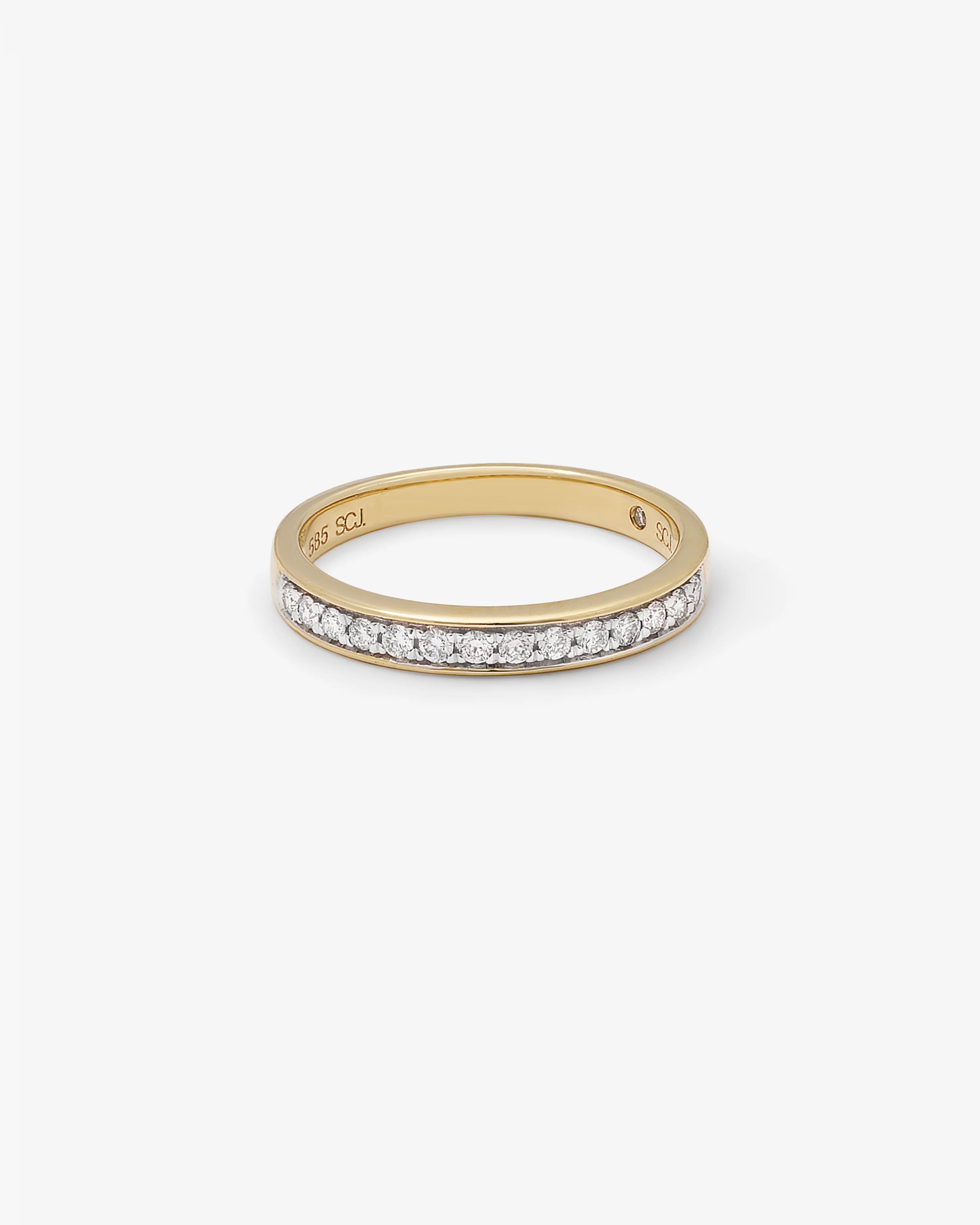 14K Yellow Gold Round Brilliant Bead Set Diamond Band 0.20tdw - Image 3