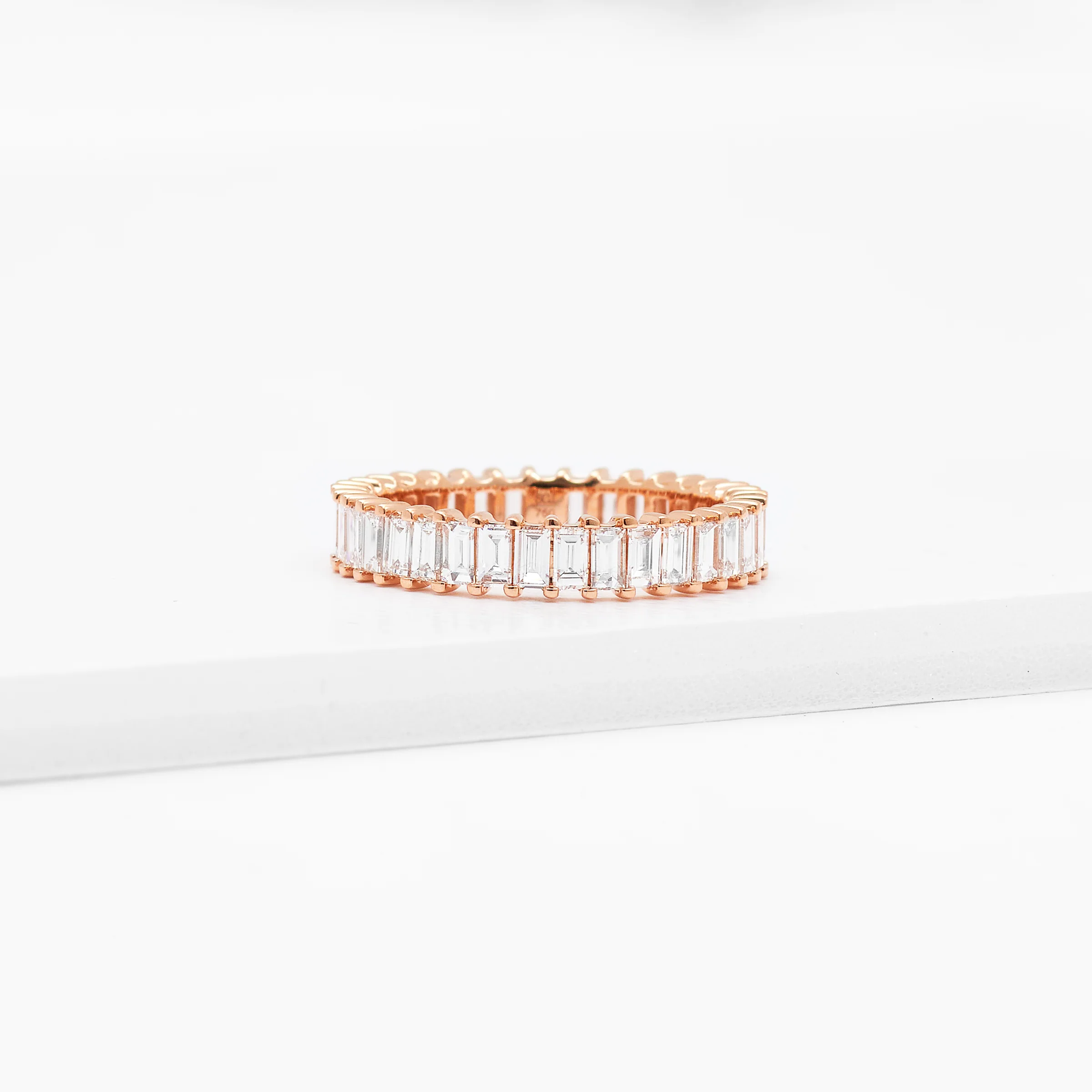 18K Rose Gold Baguette Lab Diamond Full Eternity Ring 2.1tdw - Image 2