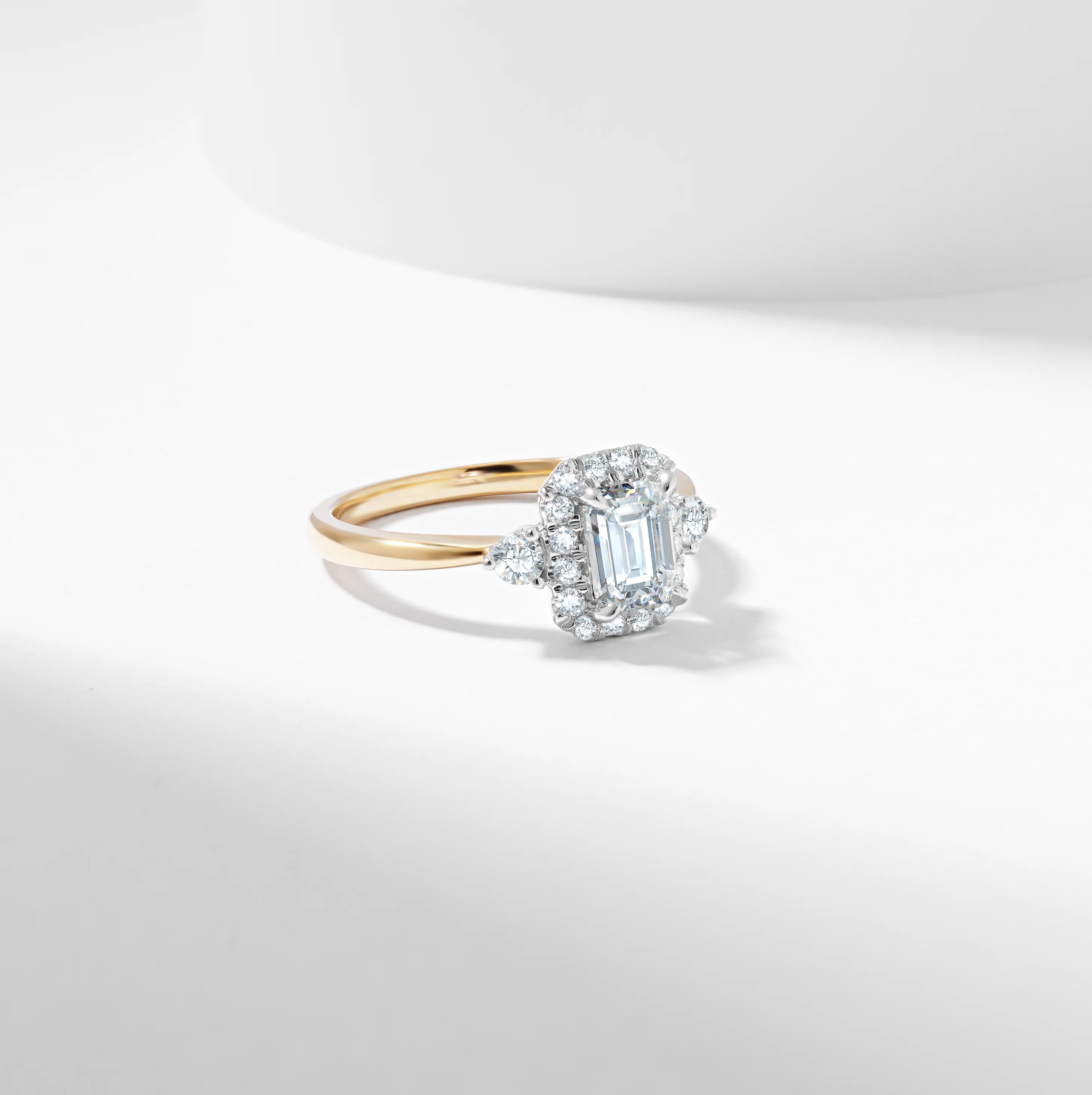 Platinum Emerald Cut Lab Grown Diamond Halo Engagement Ring 1.19tdw - Image 4
