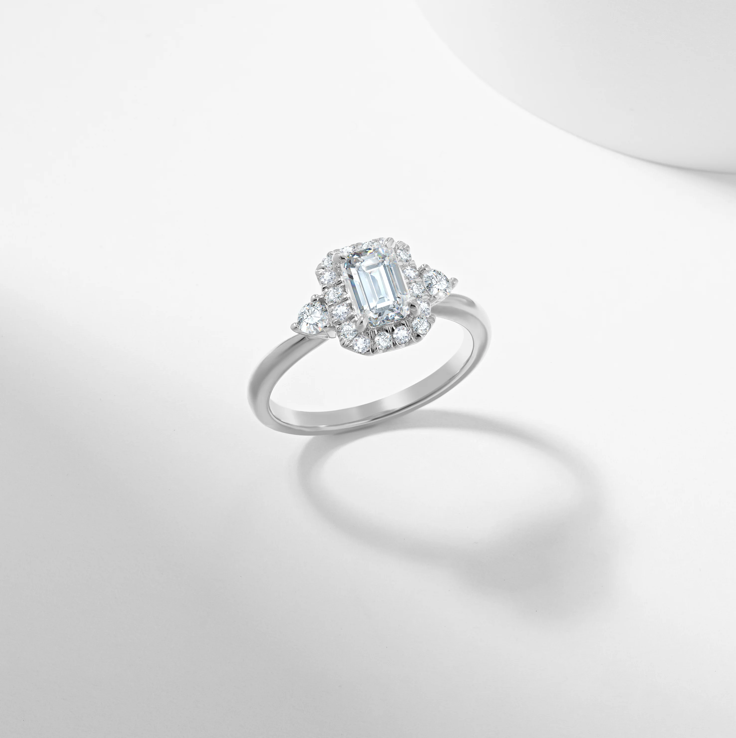 Platinum Emerald Cut Lab Grown Diamond Halo Engagement Ring 1.19tdw - Image 8