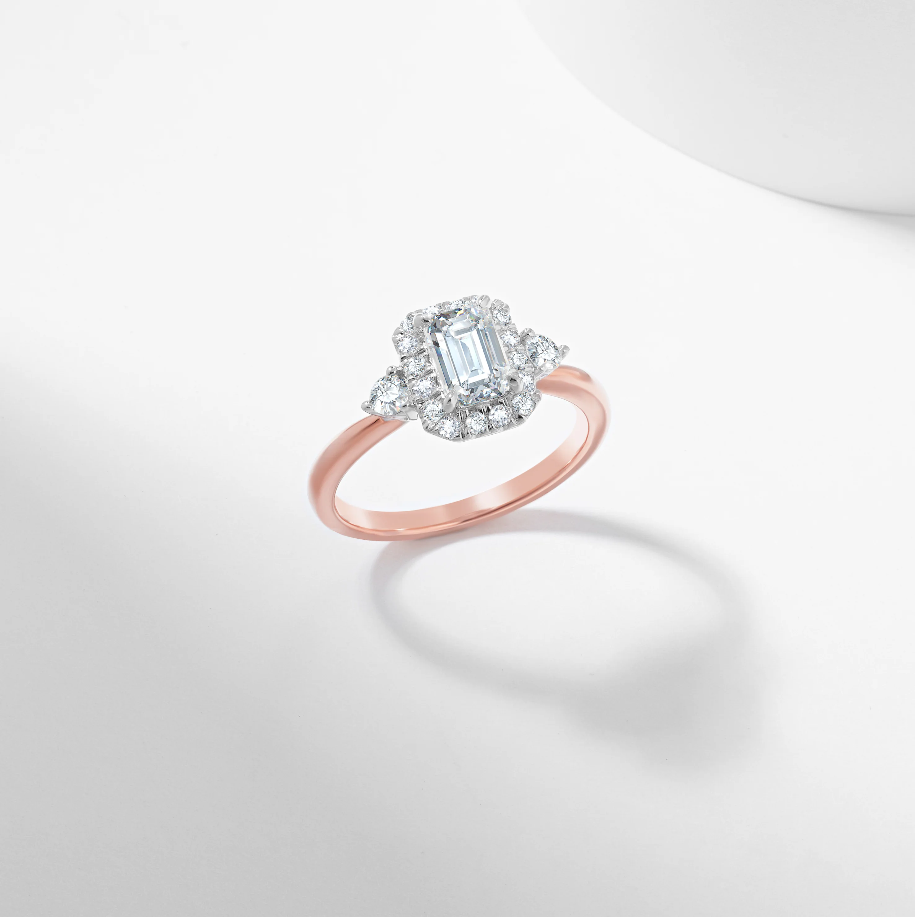 Platinum Emerald Cut Lab Grown Diamond Halo Engagement Ring 1.19tdw - Image 7