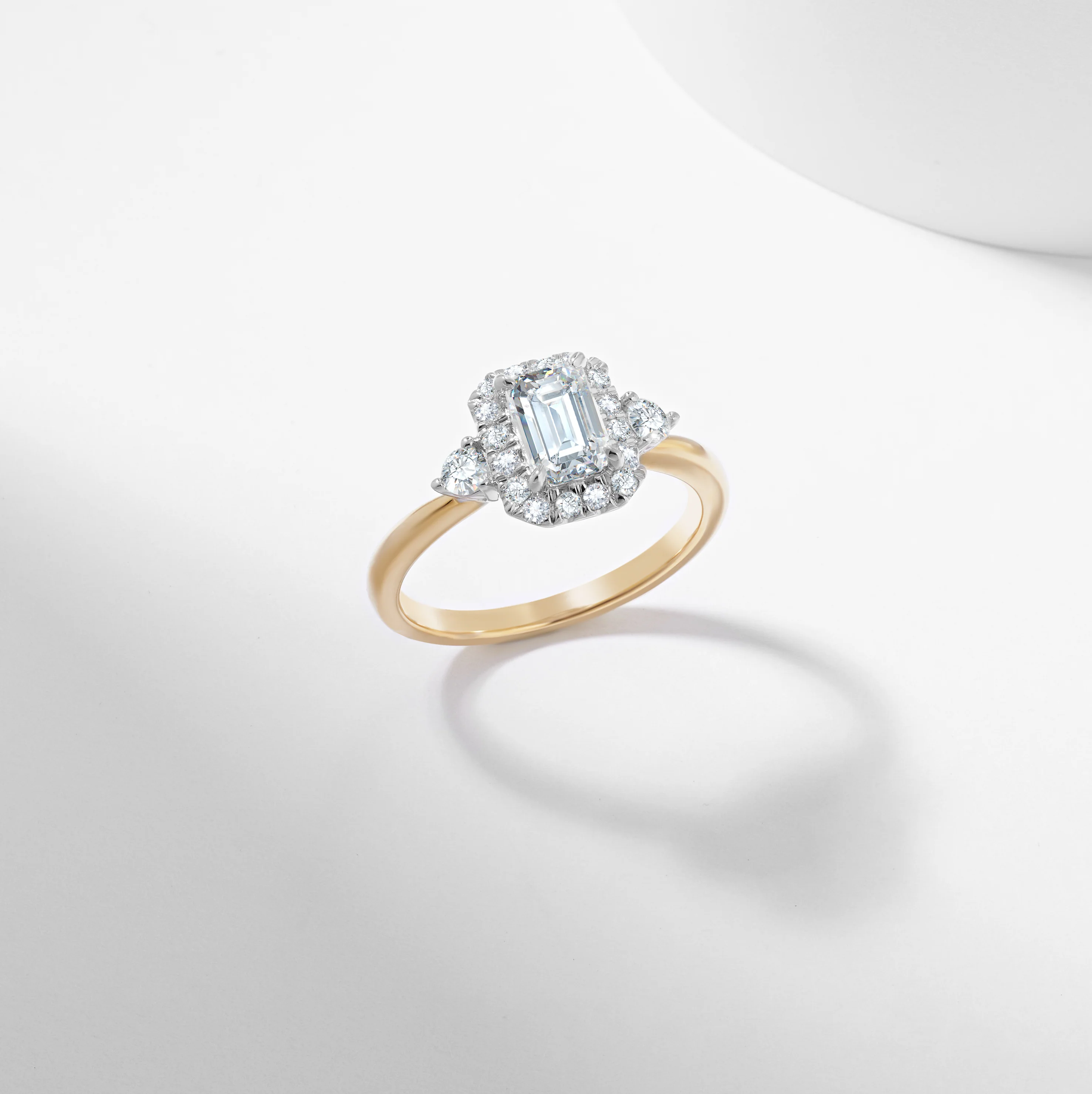 Platinum Emerald Cut Lab Grown Diamond Halo Engagement Ring 1.19tdw - Image 9