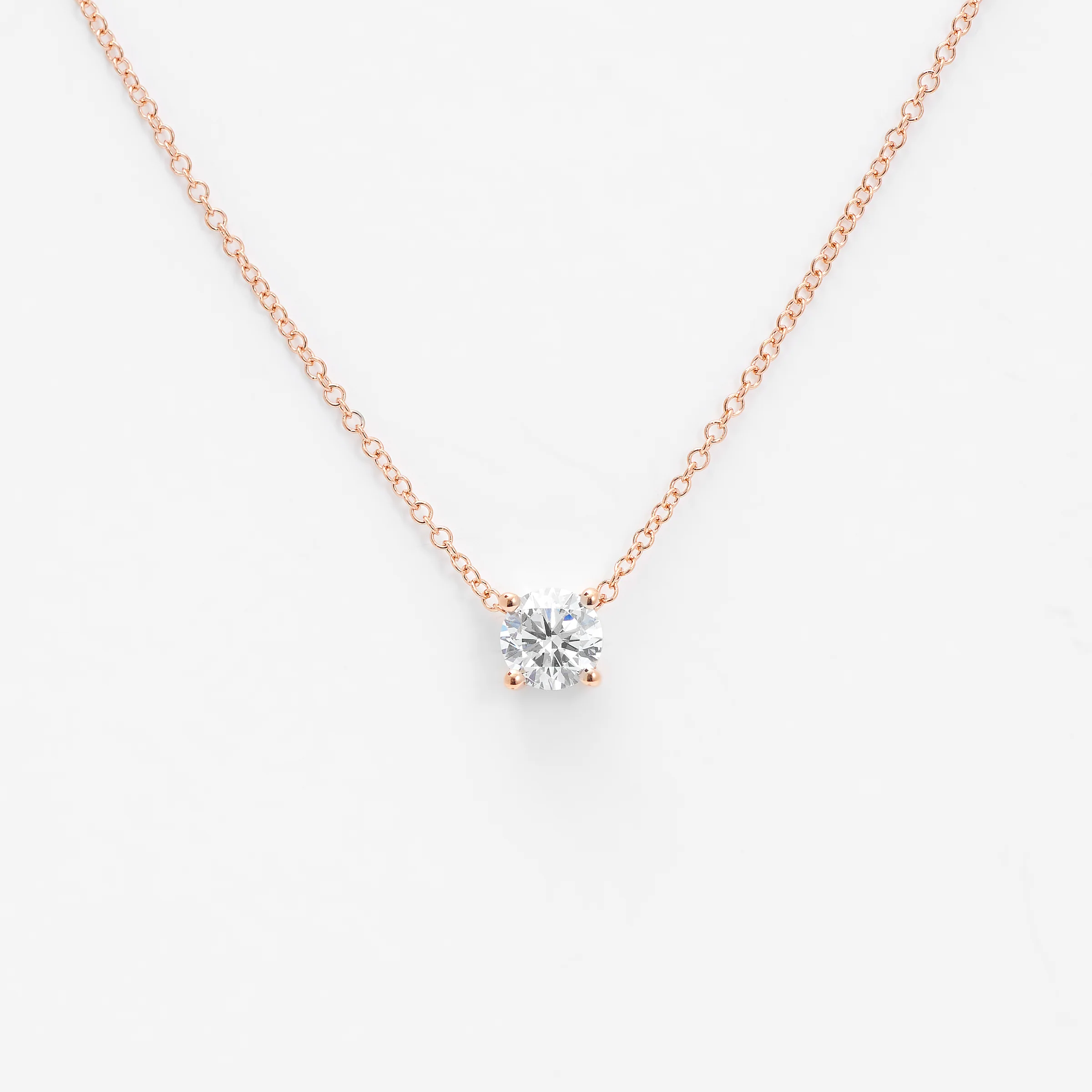 18K Rose Gold Round Brilliant Lab Diamond Solitaire Slider Pendant 0.50ct - Image 3