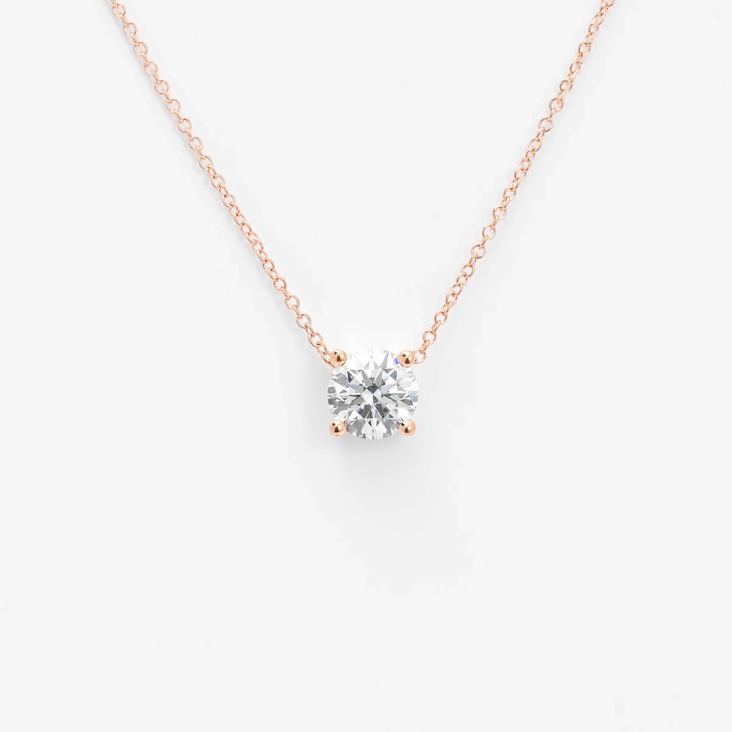 18K Rose Gold Round Brilliant Lab Diamond Solitaire Slider Pendant 1.0ct - Image 3