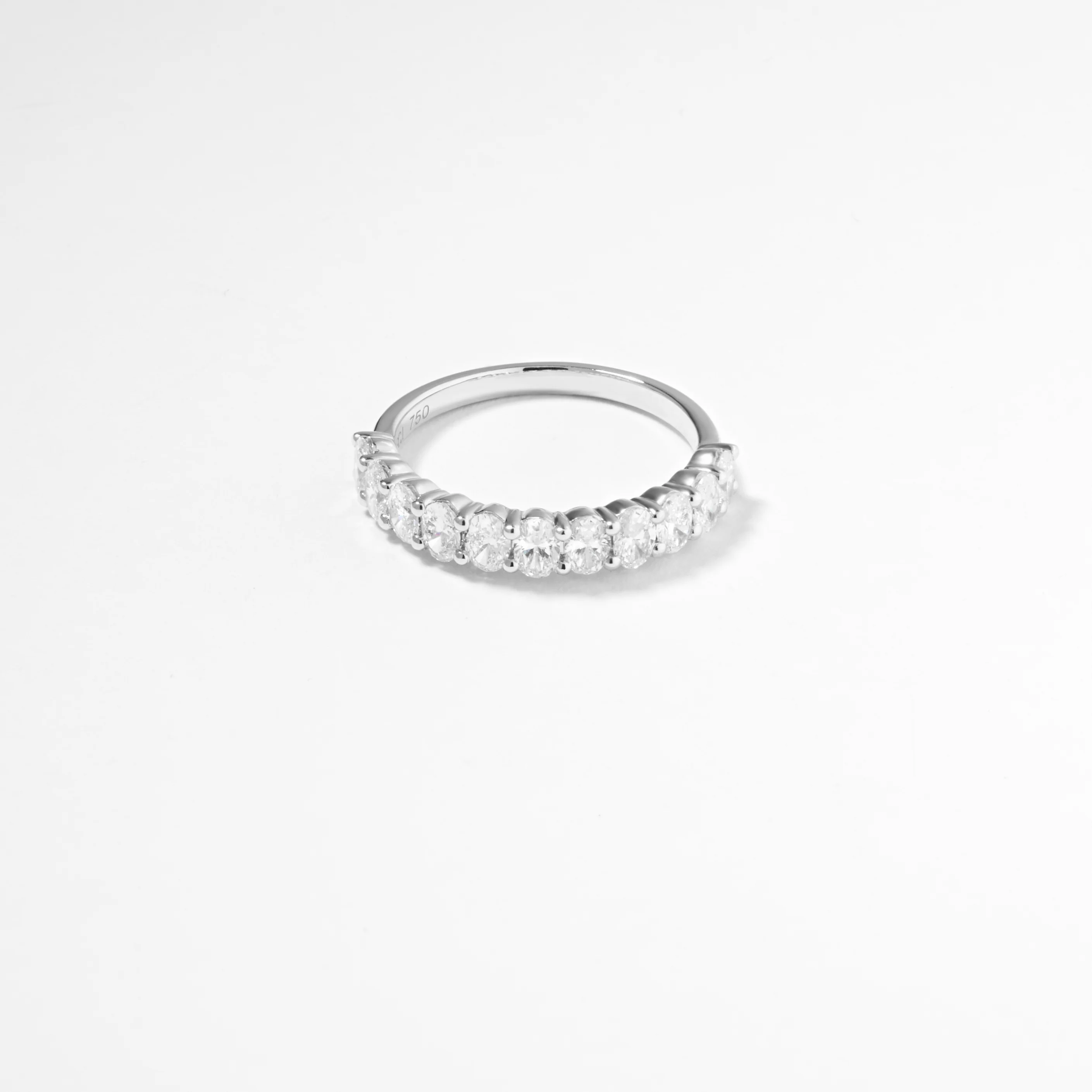 18K White Gold Oval Lab Diamond Floating Band 1.3tdw - Image 3