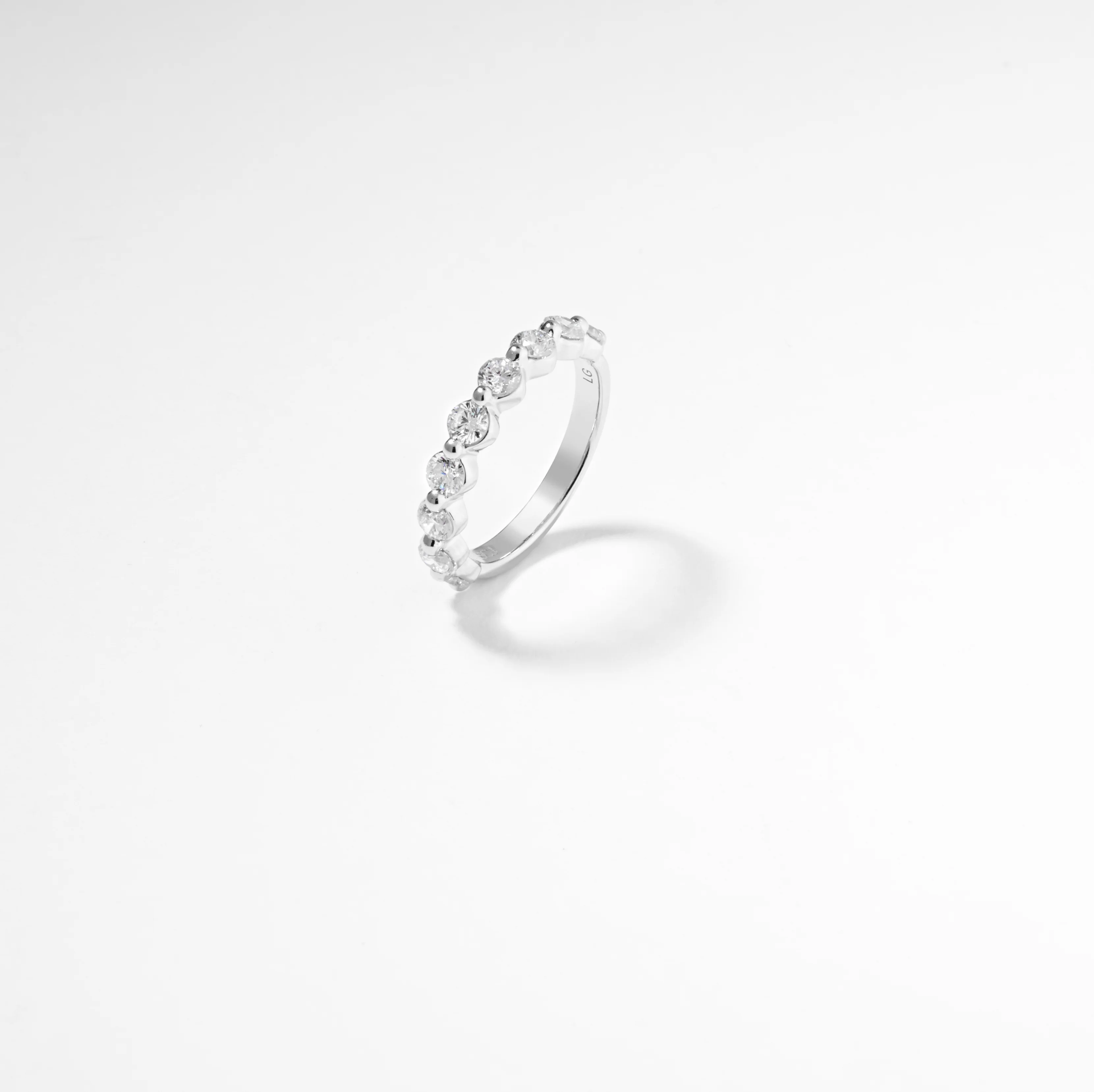 18W round brilliant lab diamond floating set wedder/eternity ring sz O - Image 3