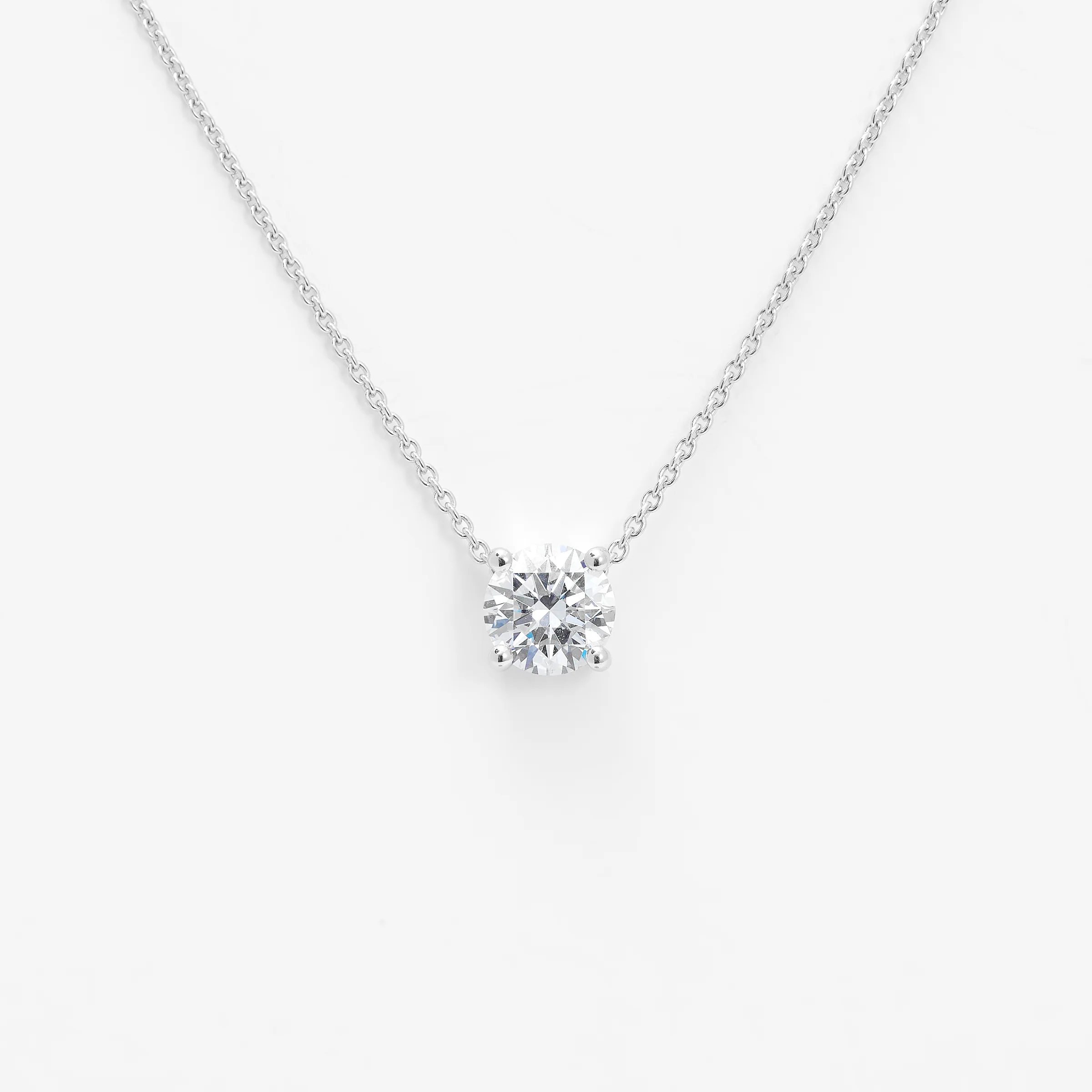18K White Gold Round Brilliant Lab Diamond Solitaire Slider Pendant 1.0ct - Image 3
