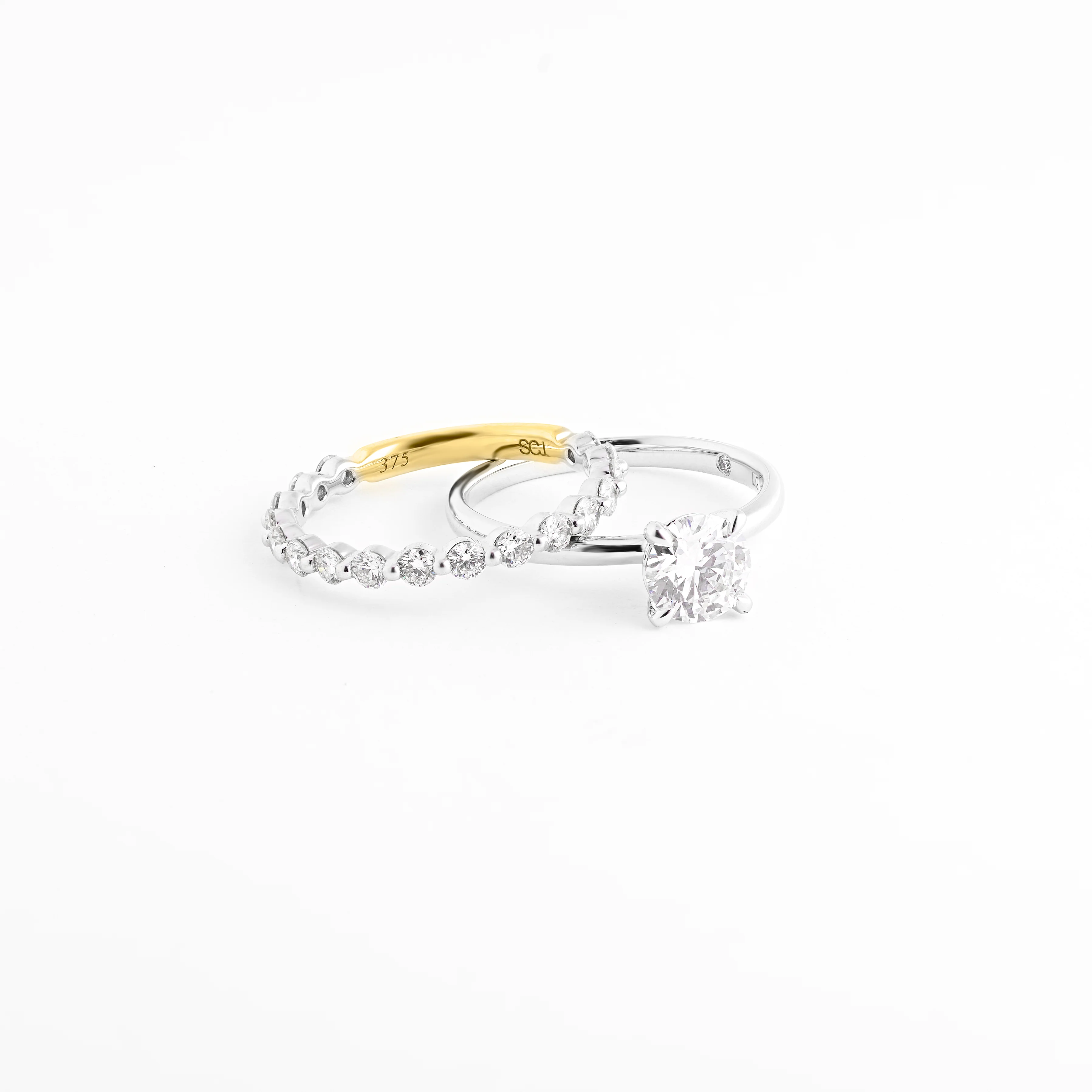 18K Yellow And White Gold 0.58tdw Diamond Floating Wedding Ring - Image 3