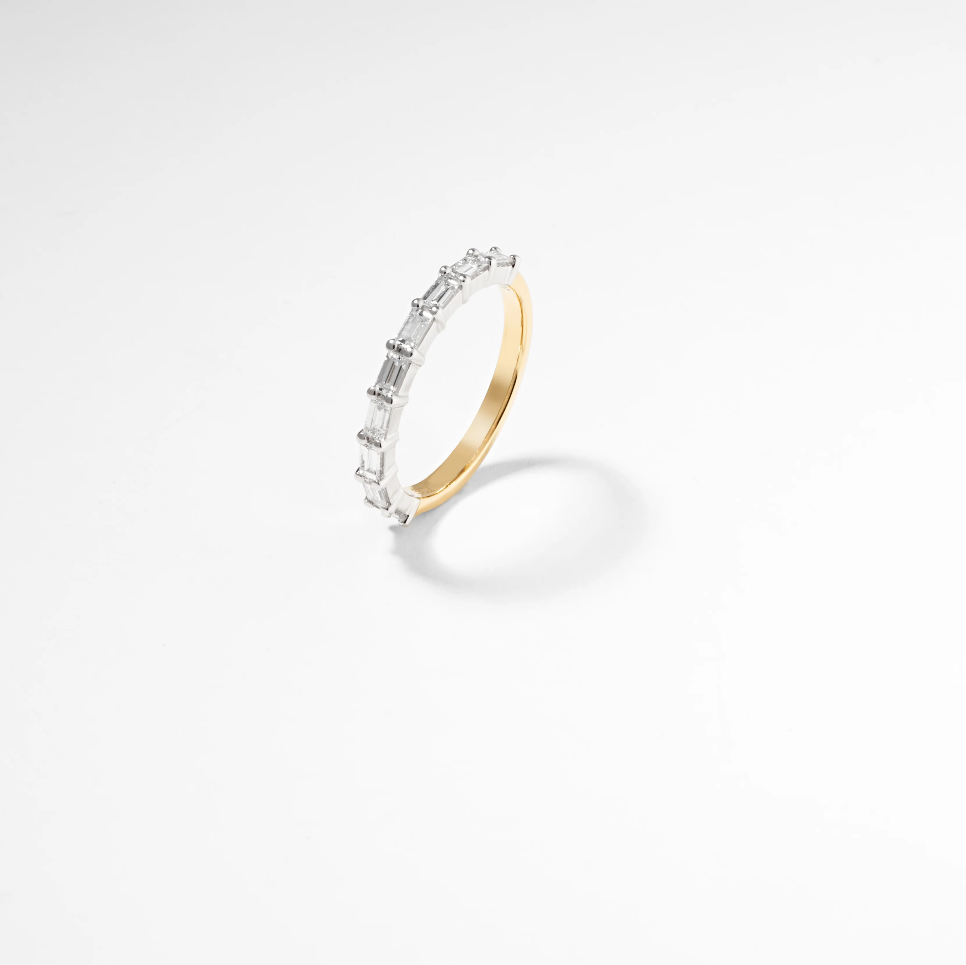 18K Yellow And White Gold Baguette Lab Diamond Floating Band 0.70tdw - Image 3