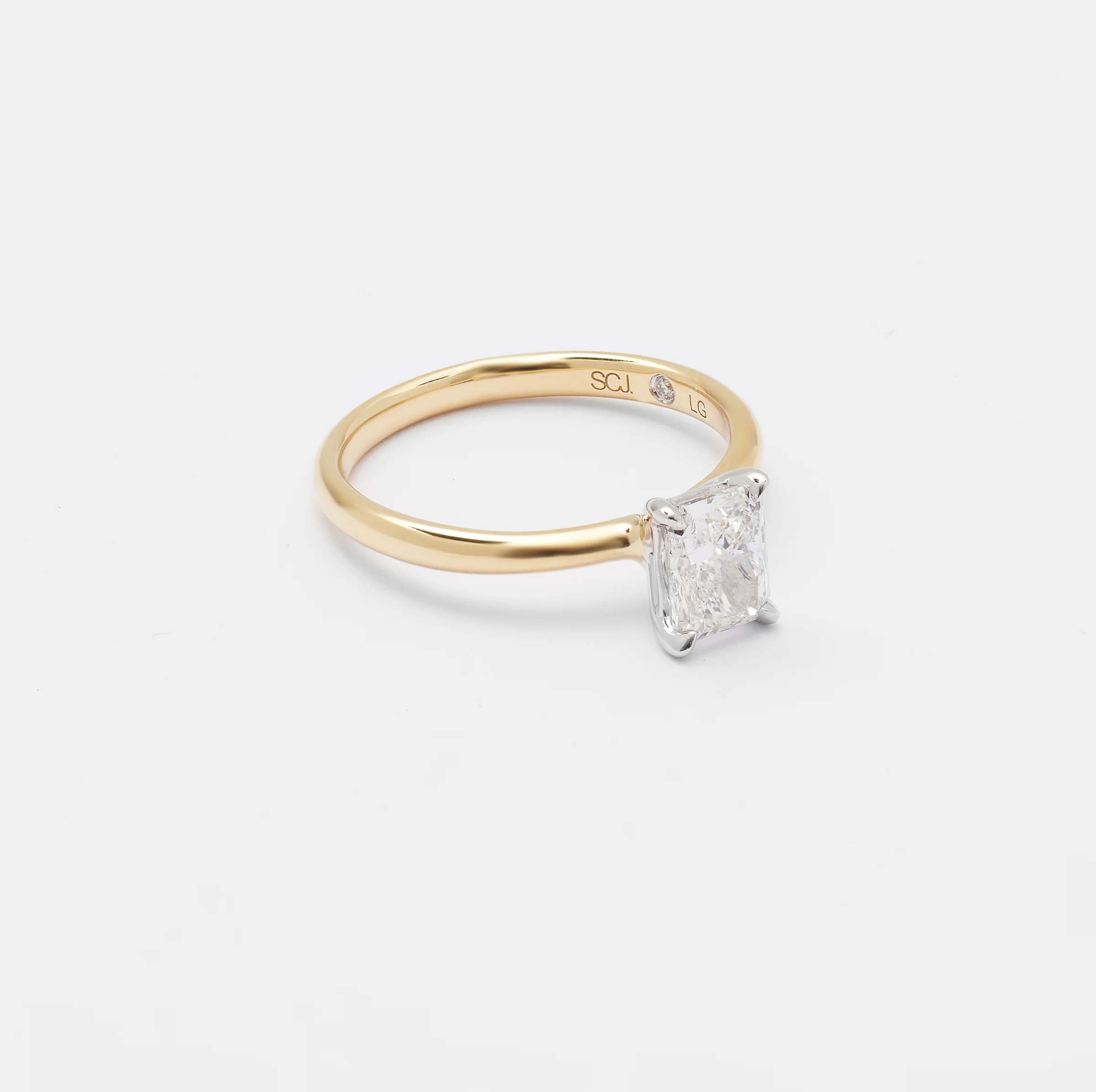 18K Yellow And White Gold Radiant Lab Diamond Solitaire Engagement Ring 1.0ct - Image 2