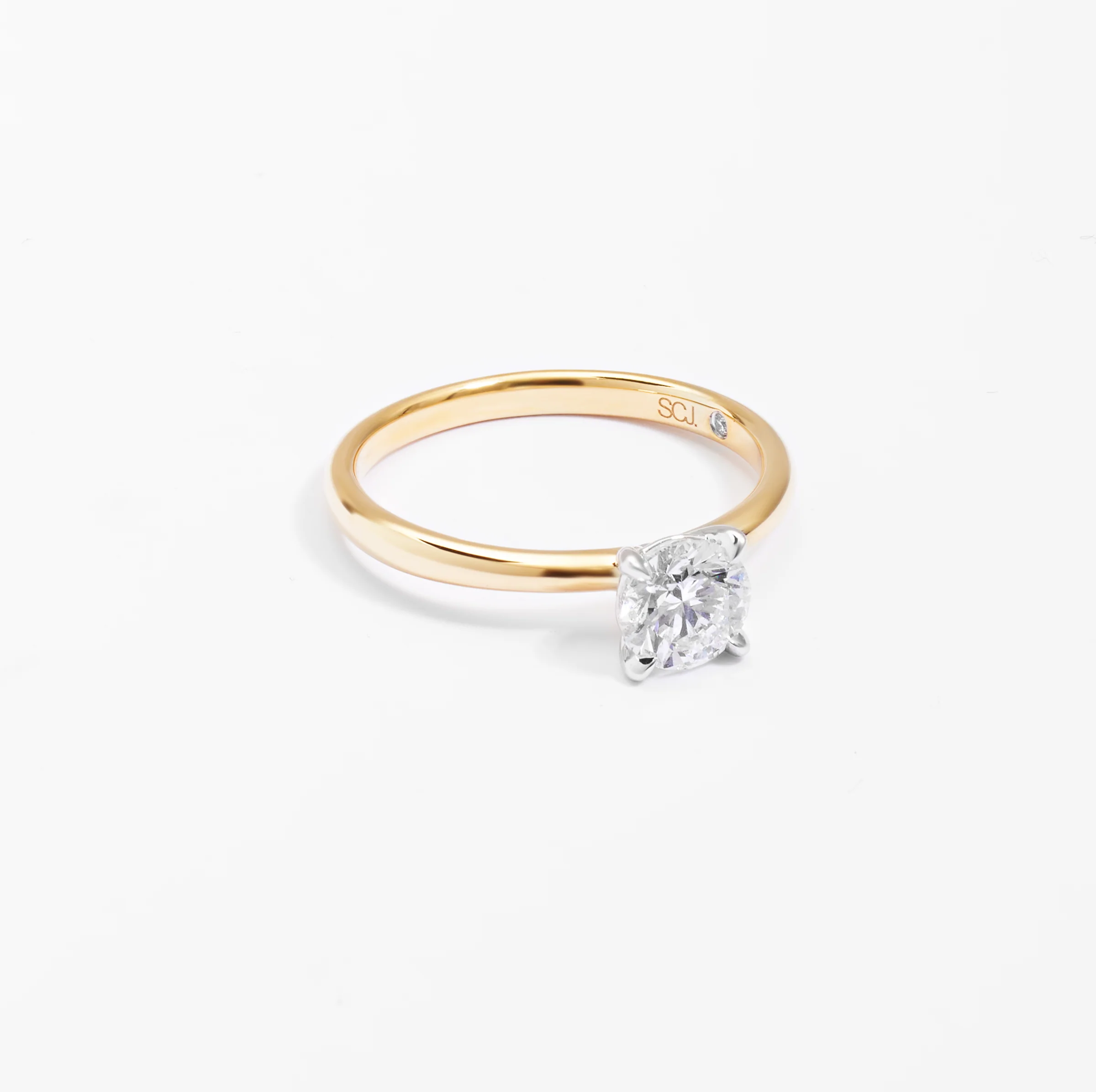 18K Yellow And White Gold Round Brilliant Diamond Solitaire Engagement Ring 0.75ct - Image 2