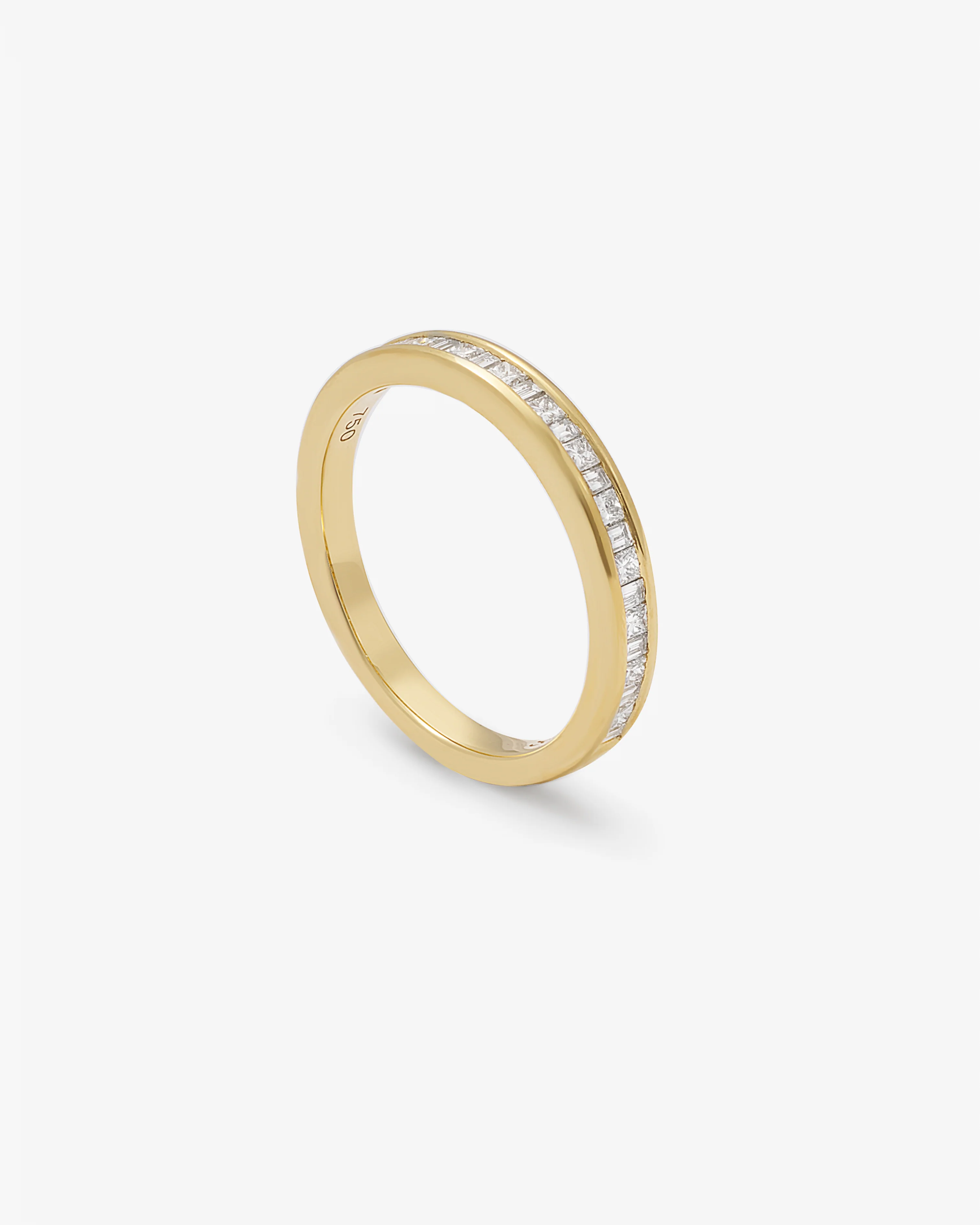 18K Yellow Gold Alternating Princess And Baguette Diamond Channel Set Wedder/Eternity Ring 0.30tdw - Image 3
