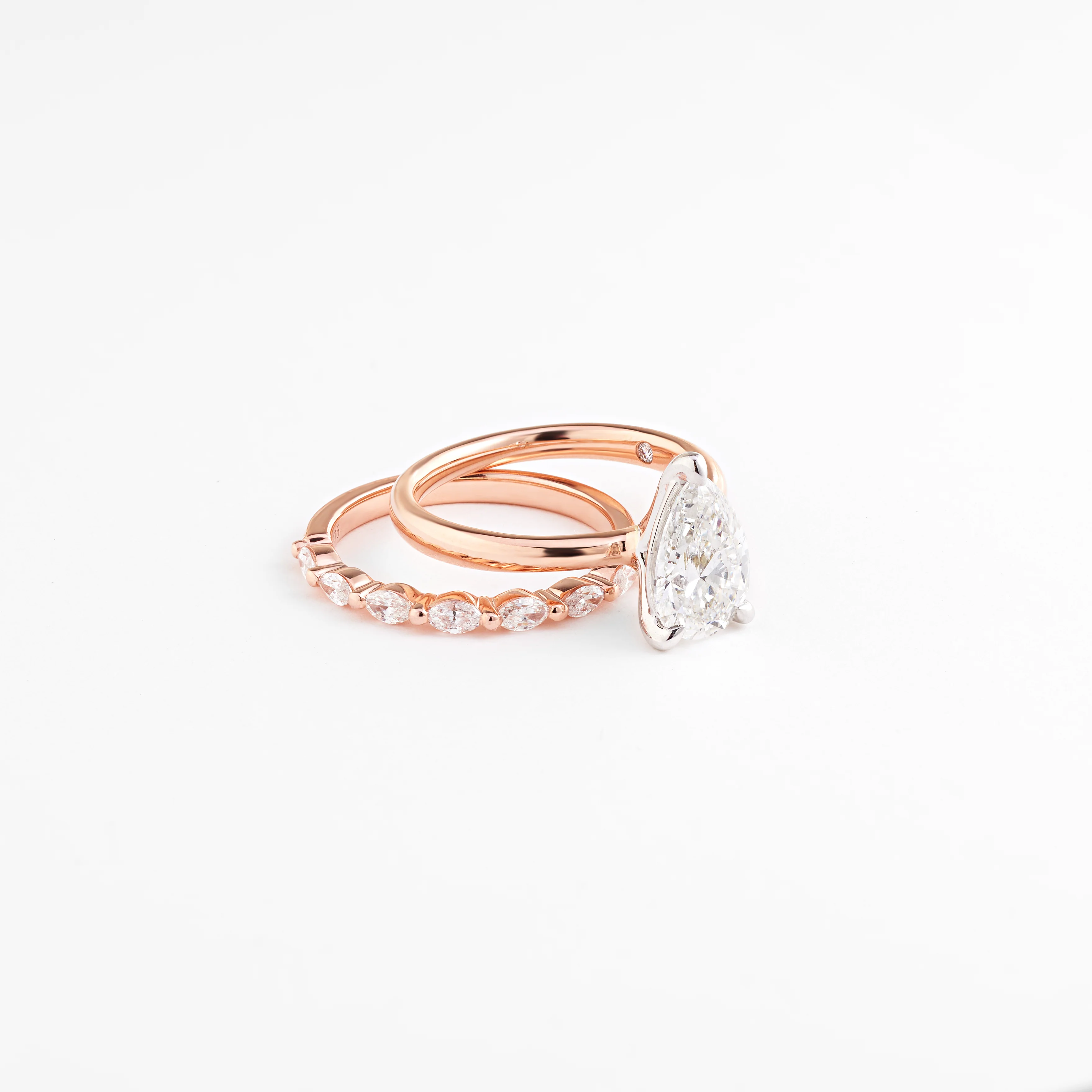 9K Rose Gold Marquise Floating Wedder or Eternity Ring 0.35tdw - Image 3