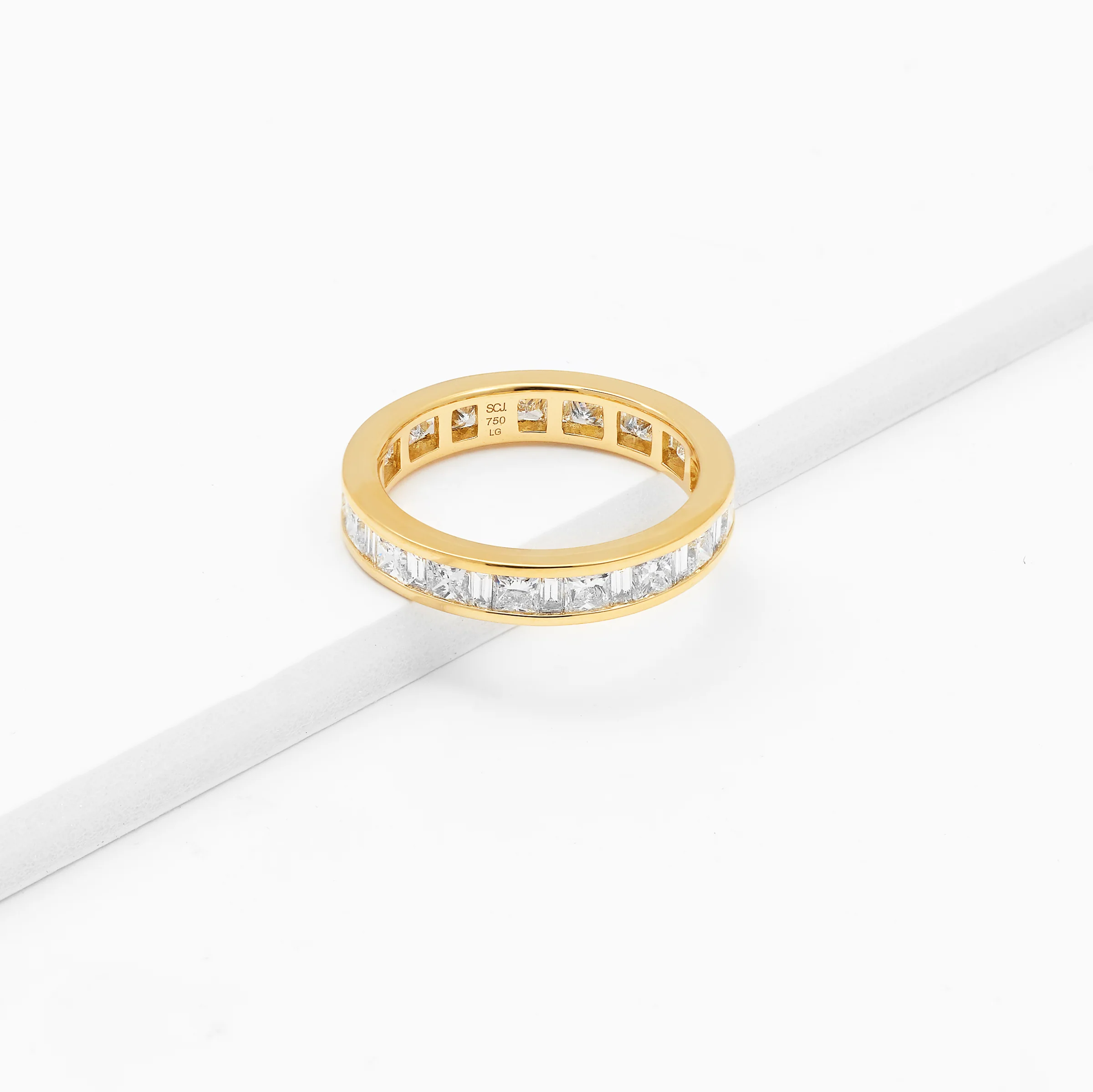 18K Yellow Gold Princess And Baguette Lab Diamond Full Eternity Ring 2.2tdw - Image 3