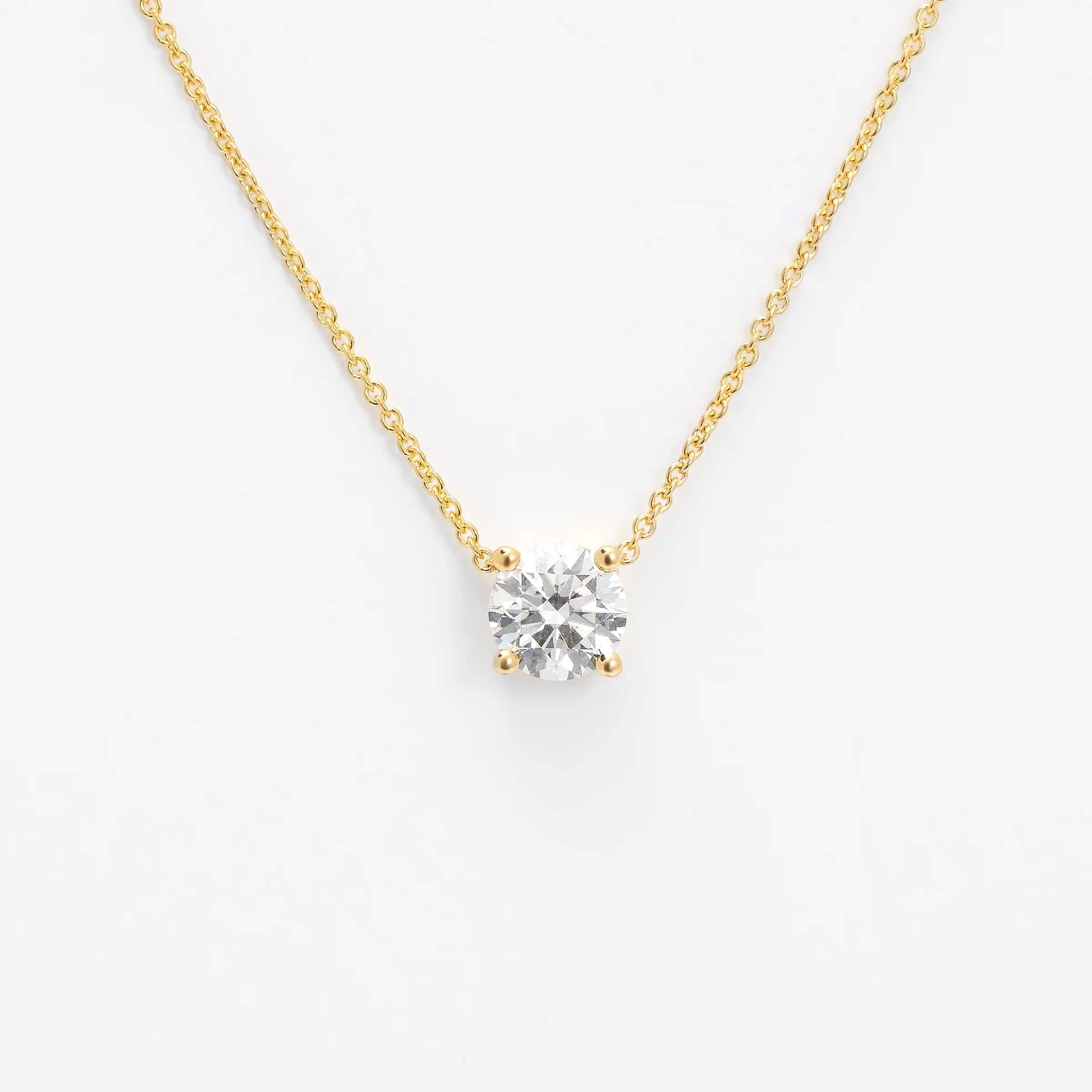 18K Yellow Gold Round Brilliant Lab Diamond Solitaire Slider Pendant 1.0ct - Image 3