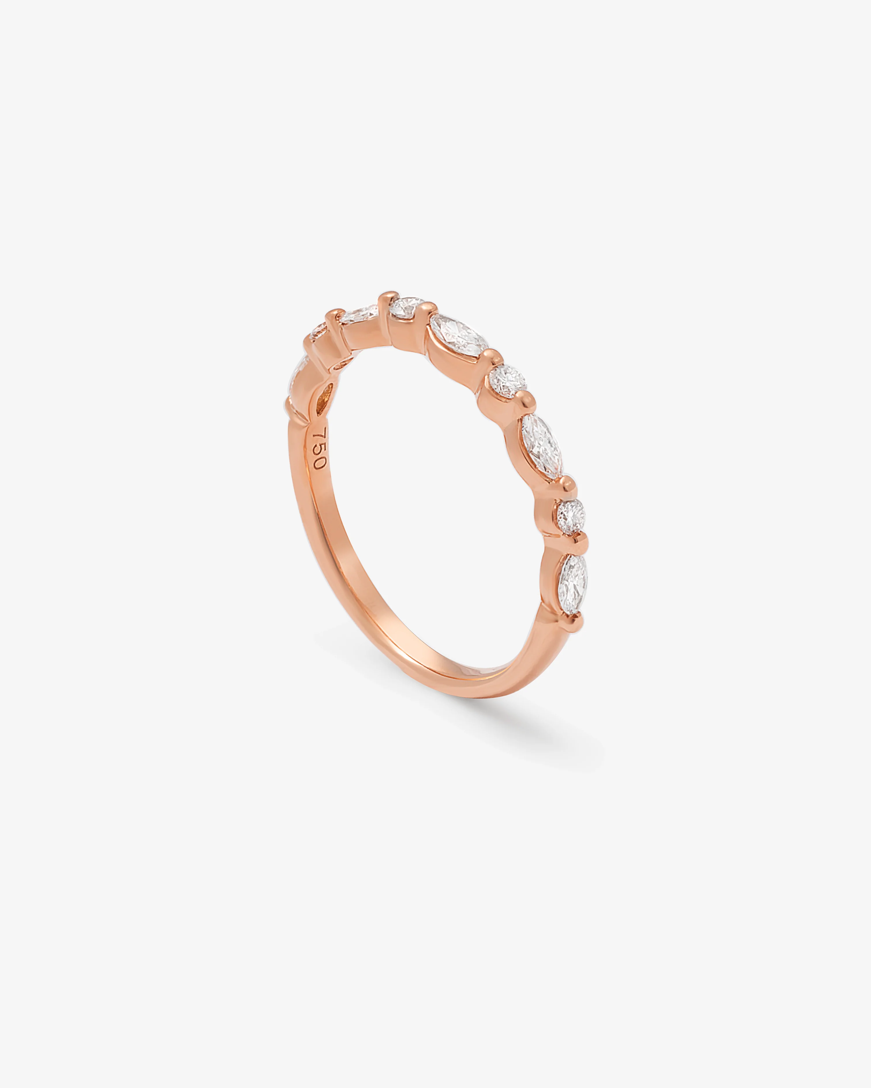 18K Rose Gold Brilliant And Marquise Alternating Floating Diamond Band 0.35tdw - Image 3