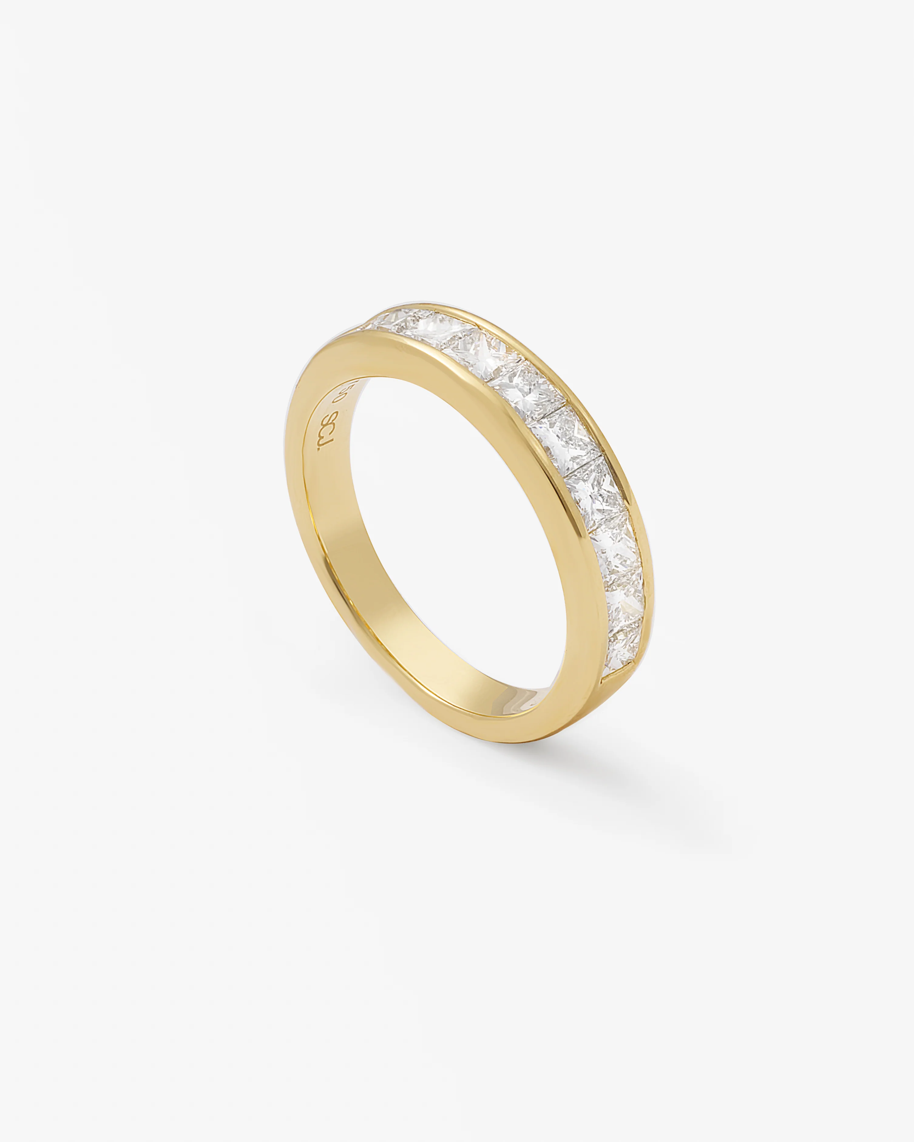 18K Yellow Gold Princess Cut Lab Diamond Channel Band 1.07tdw - Image 2