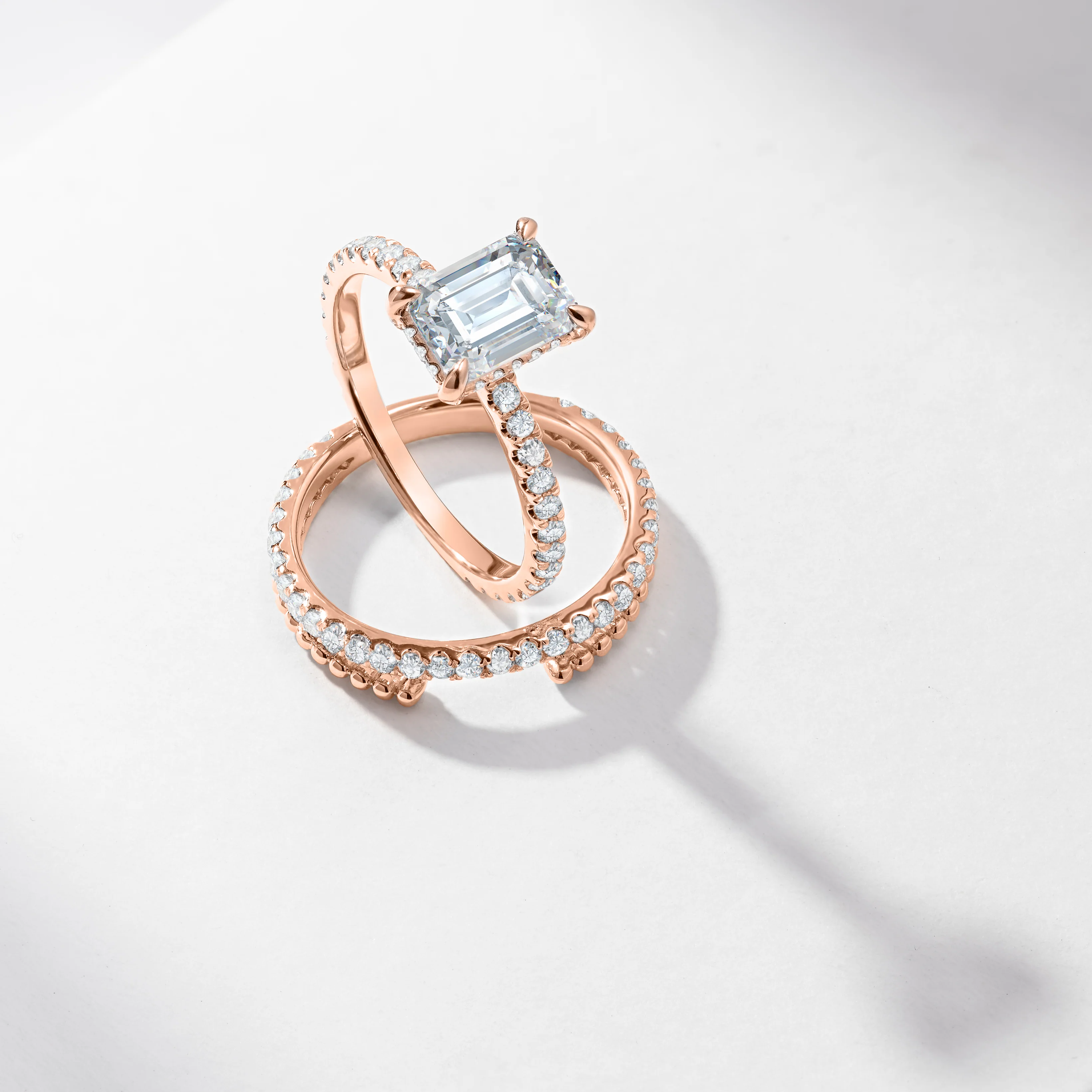 Platinum 2.0ct Emerald Cut Lab Diamond Solitaire With Hidden Halo And Shoulders Bridal Set 2.9tdw - Image 2