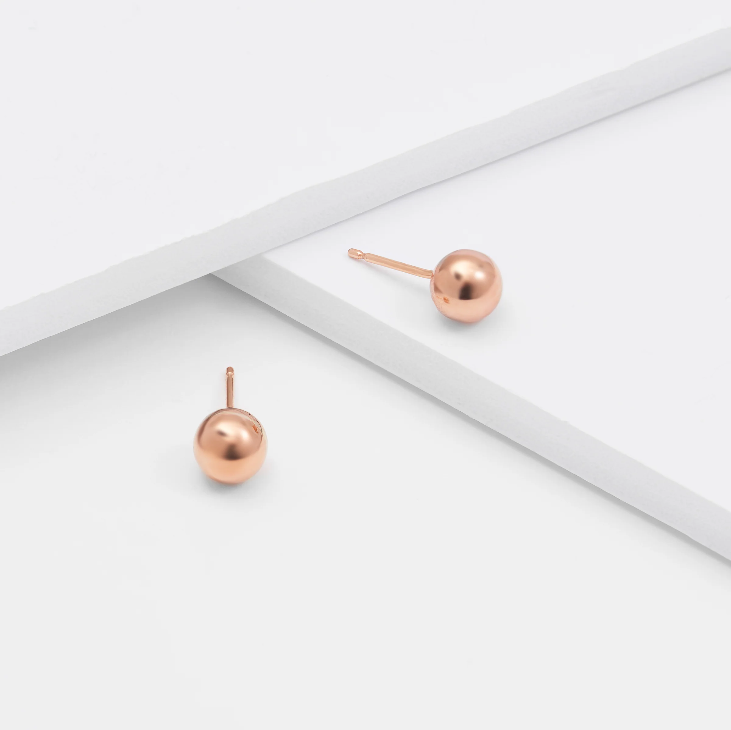 9K Rose Gold Ball Stud Earrings - Image 10