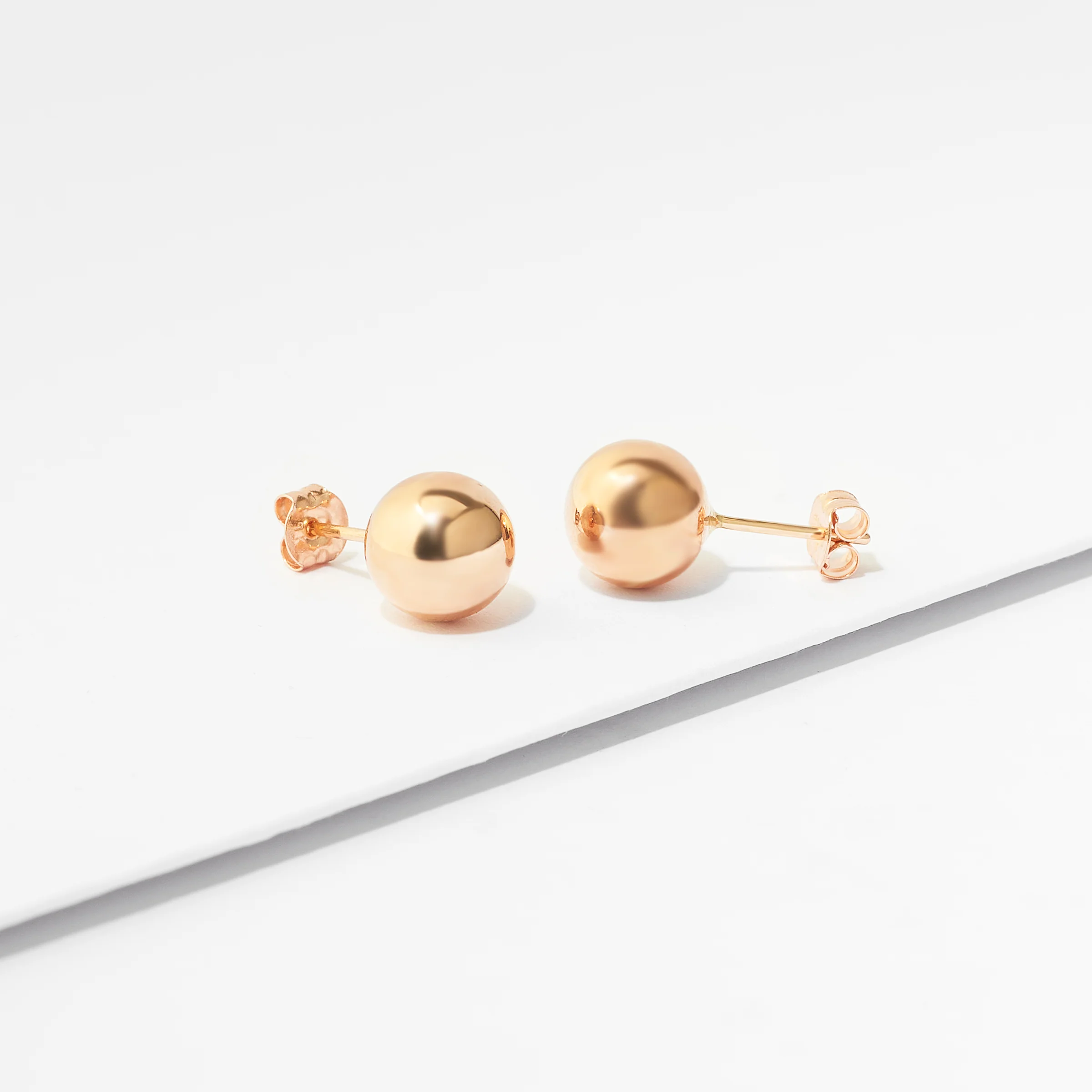 9K Rose Gold Ball Stud Earrings - Image 11