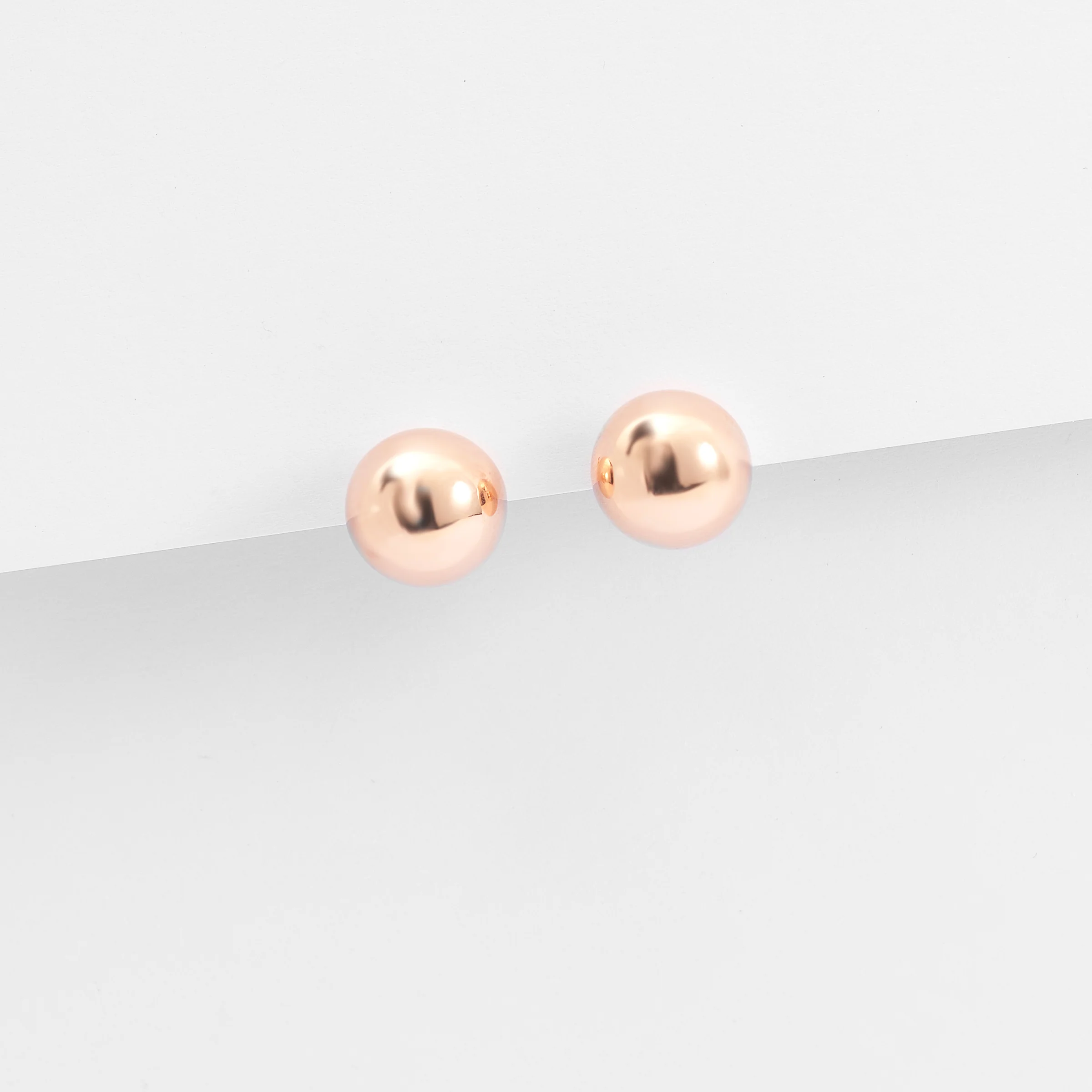 9K Rose Gold Ball Stud Earrings - Image 3