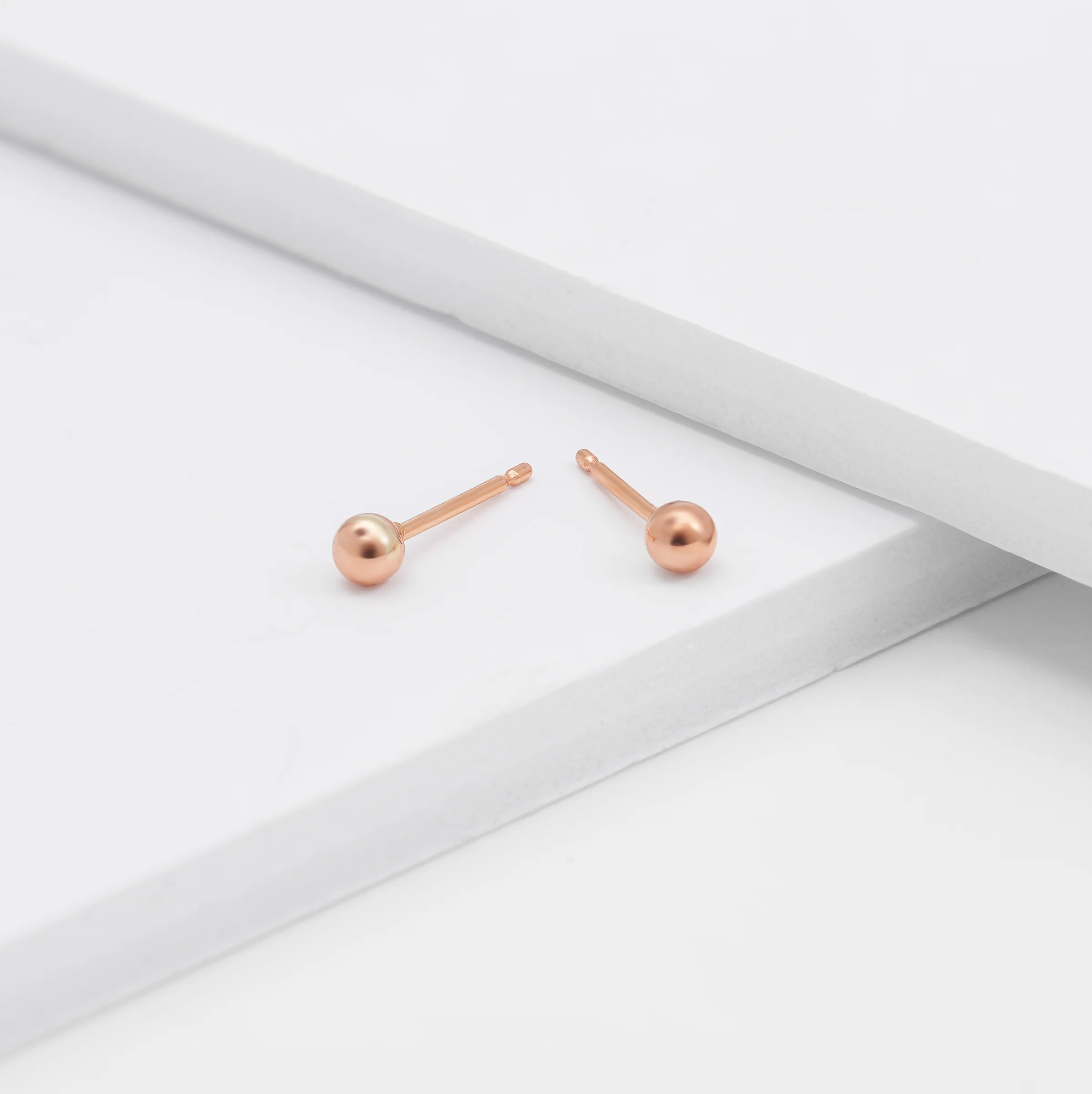 9K Rose Gold Ball Stud Earrings - Image 6