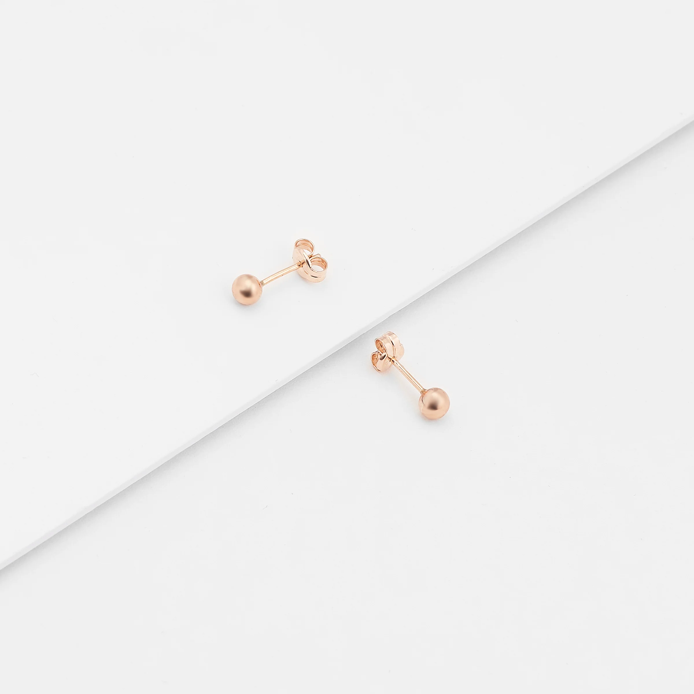 9K Rose Gold Ball Stud Earrings - Image 7