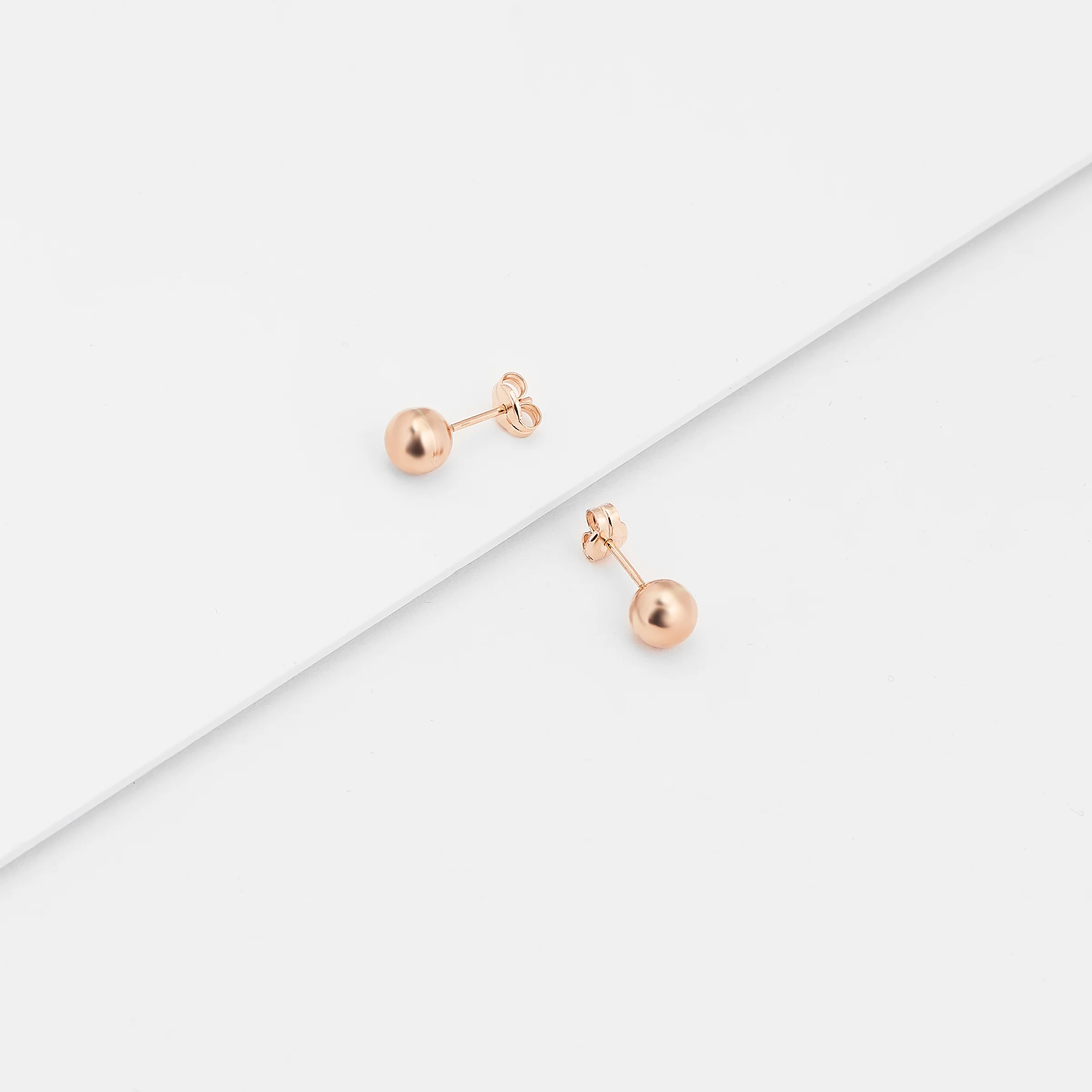 9K Rose Gold Ball Stud Earrings - Image 8