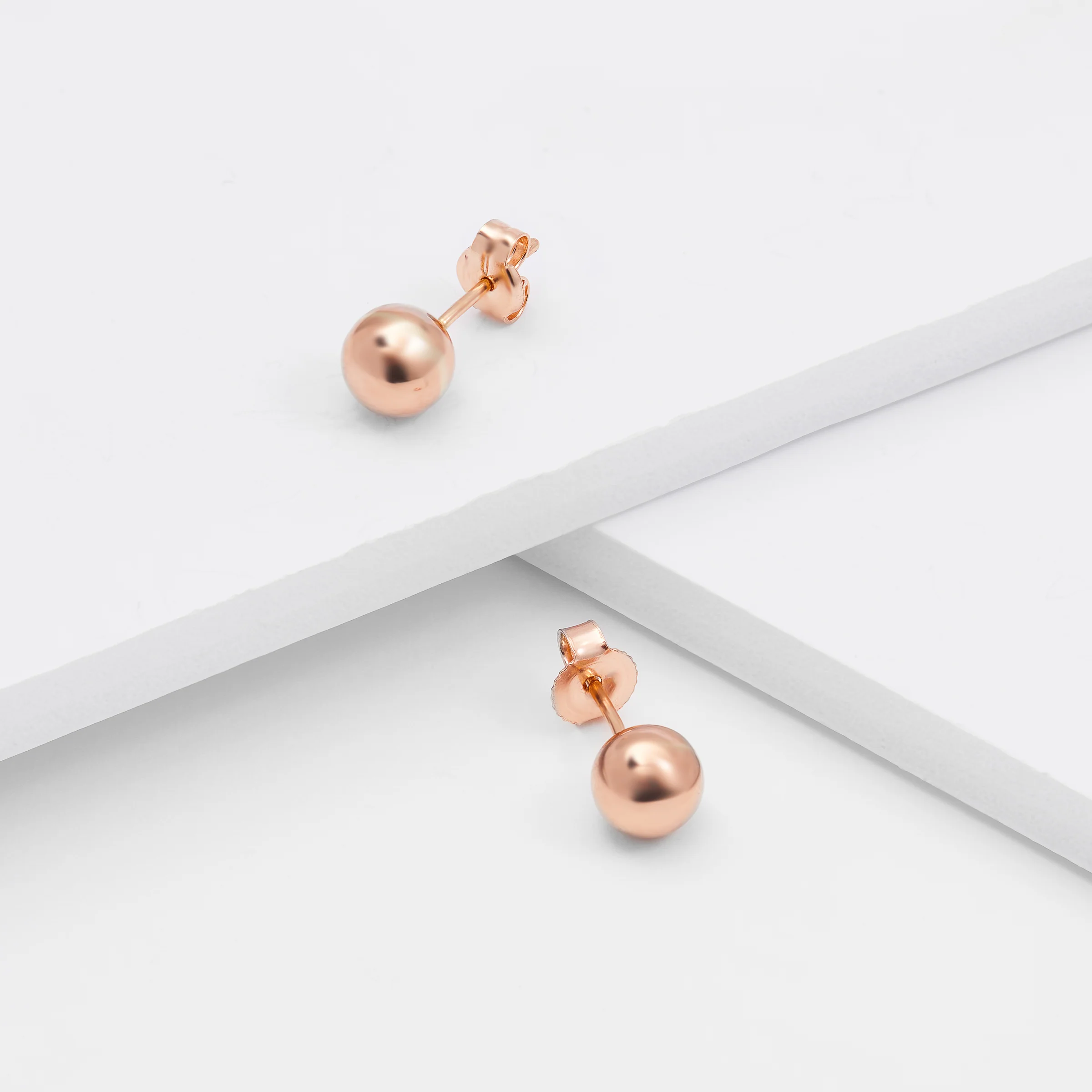 9K Rose Gold Ball Stud Earrings - Image 9